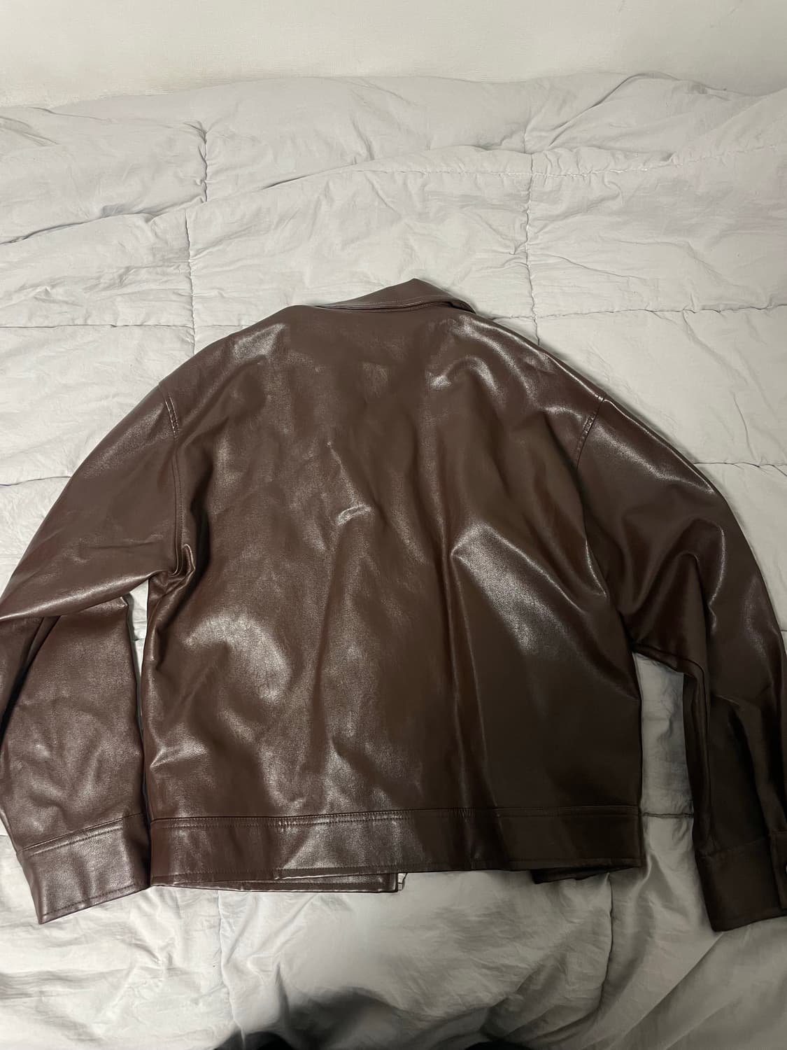 바스틱 오버핏 싱글 레더 숏 자켓 브라운 M 상품이미지4