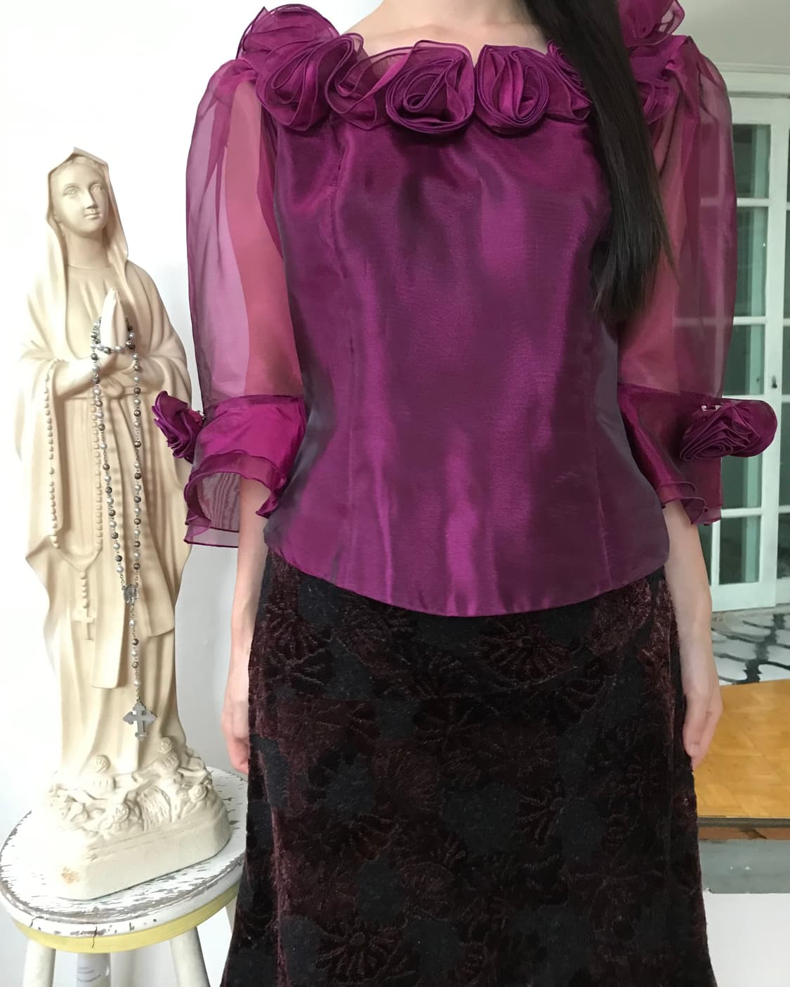 vintage rose organza blouse 상품이미지3