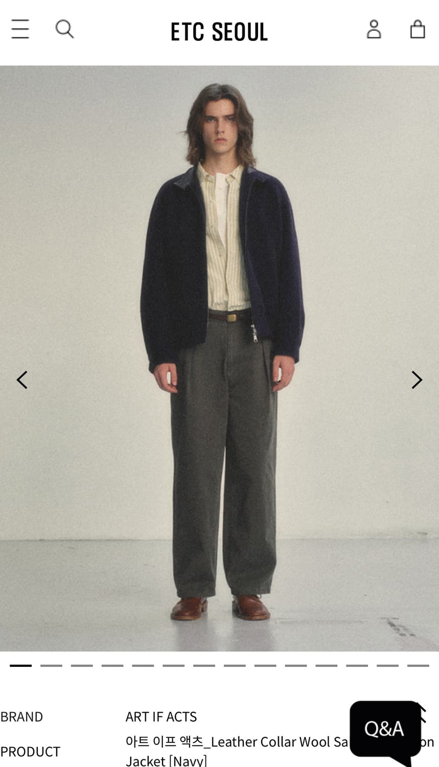 아트이프액츠 레더칼라 울 세인트 해링턴 자켓 네이비 상품이미지1