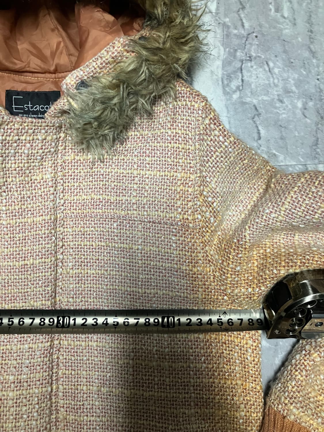 일본빈티지 Estacot 하구미모리걸 라떼갸루 울프죠 트위드더플자켓 상품이미지2