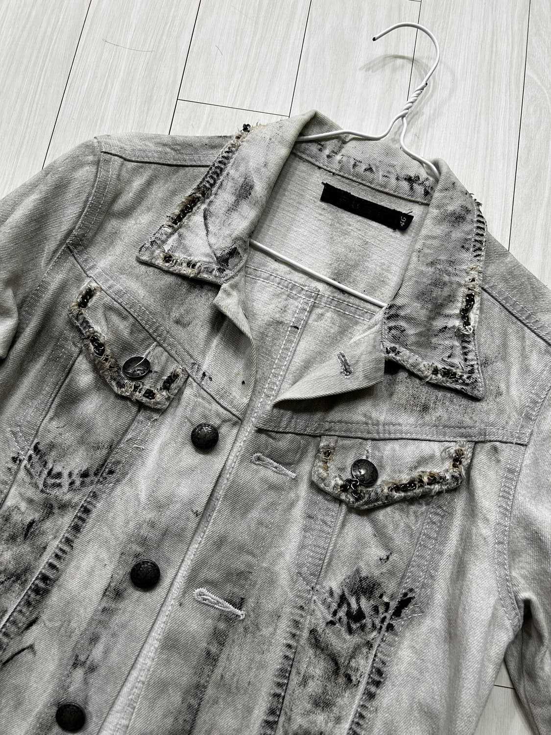 Fuga 데미지 워싱 크랙 데님 자켓 vkei 락시크 펑크 상품이미지2