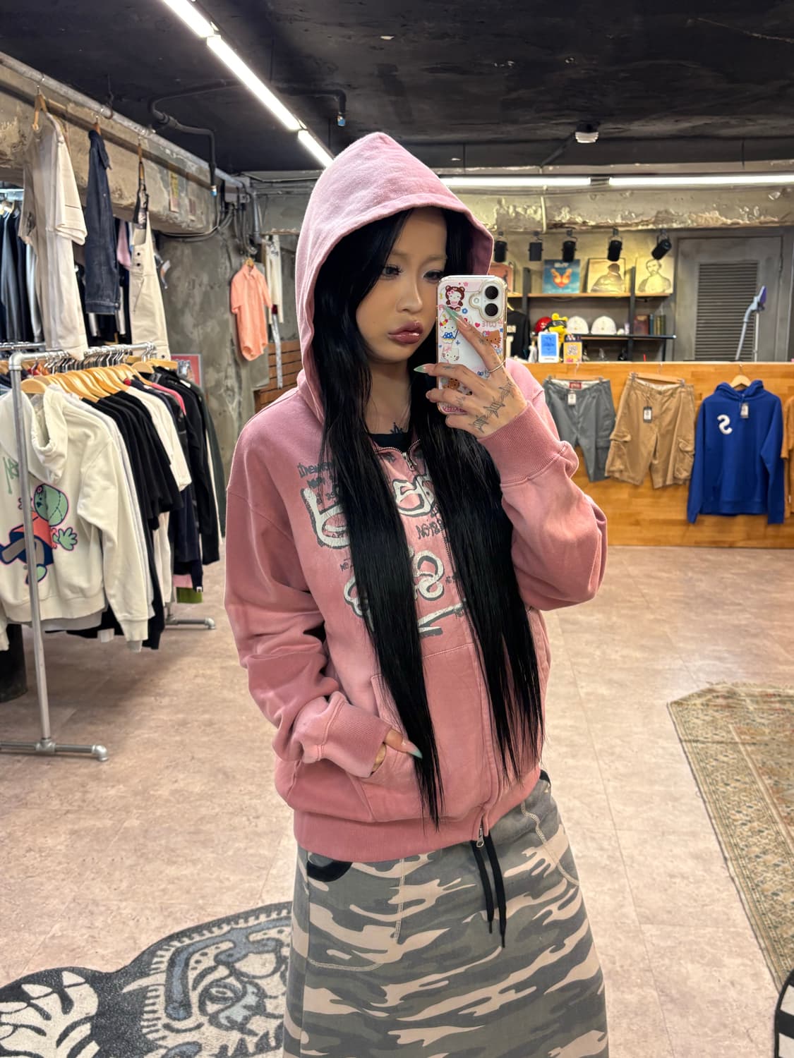 마하그리드 인디 핑크 프린팅 후드집업 #csz4335 상품이미지4