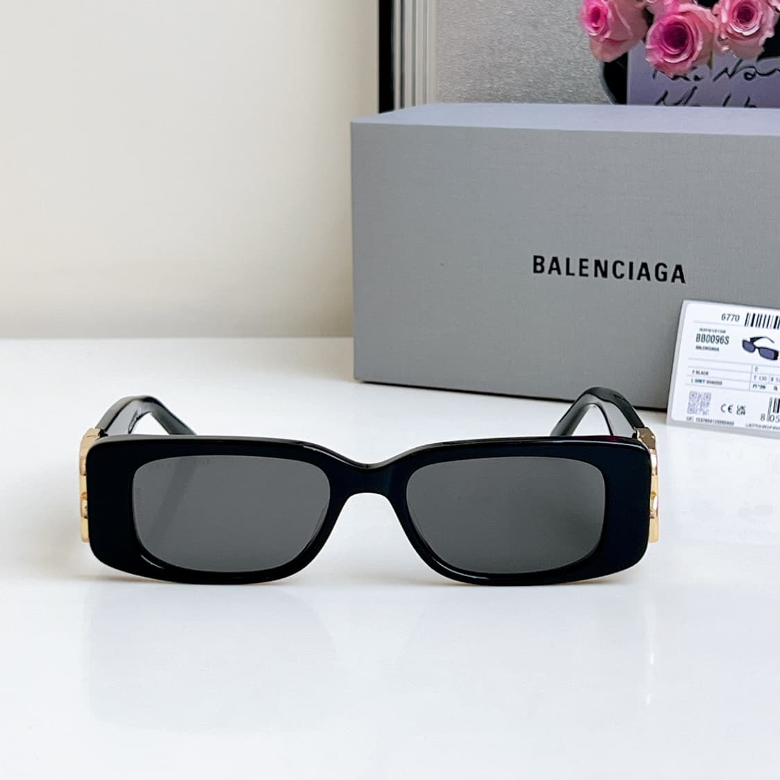(W) 발렌시아가 다이내스티 렉탱글 선글라스 블랙 상품이미지1