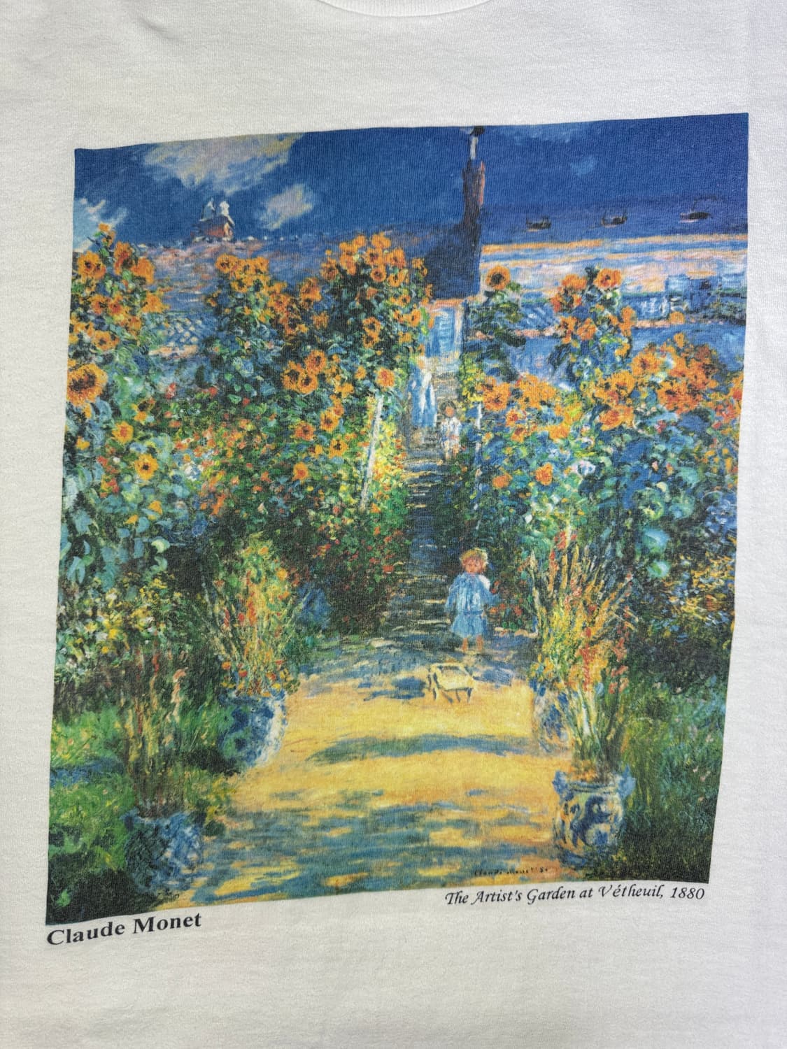빈티지 90s 클로드 모네 베퇴유의 예술가 정원 아트 티셔츠 L 상품이미지2