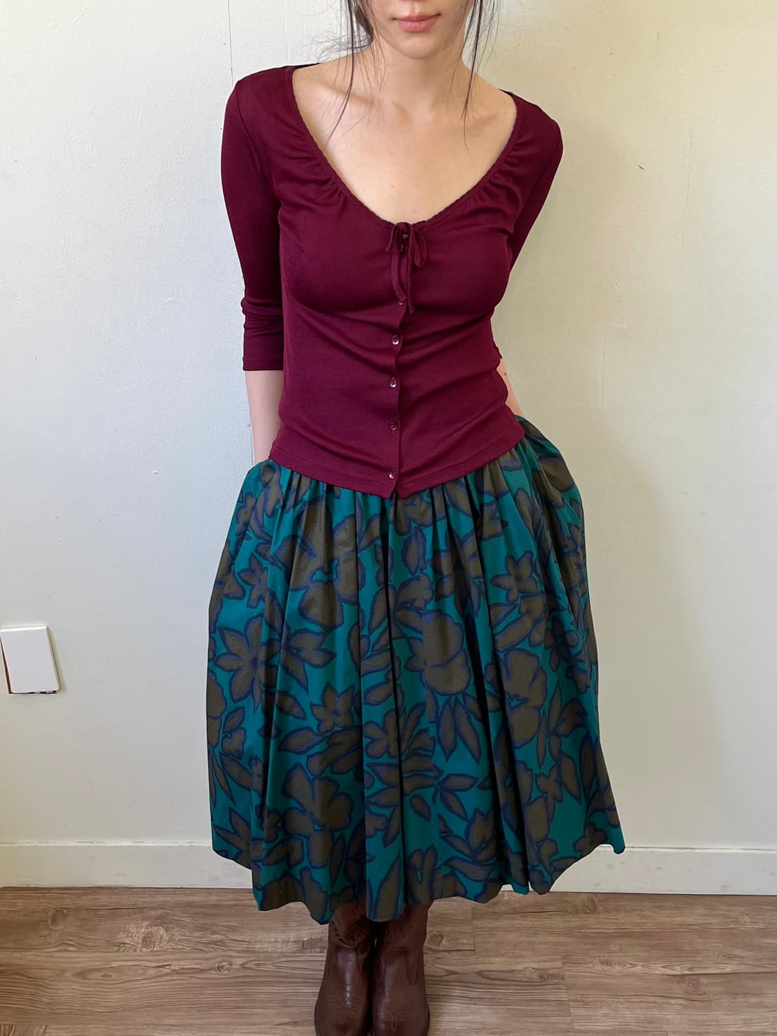 WO HOP 버건디 가디건 상품이미지6