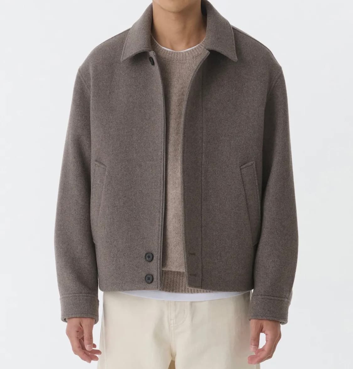 무탠다드 캐시미어 울 블렌드 미니멀 블루종 재킷  (100~105) 상품이미지4