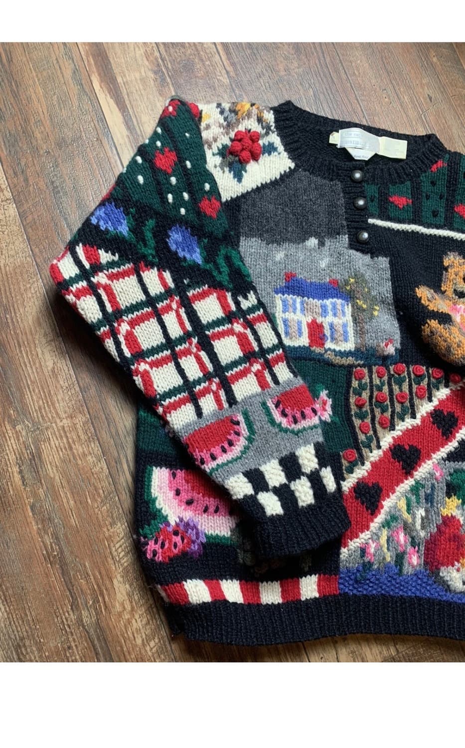 빈티지 곰돌이 울 니트 테디베어니트 수박니트 하트니트 입체니트 핸드메이드 상품이미지4