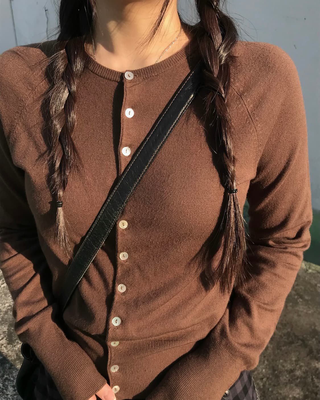 브라운 니트 가디건 상품이미지3