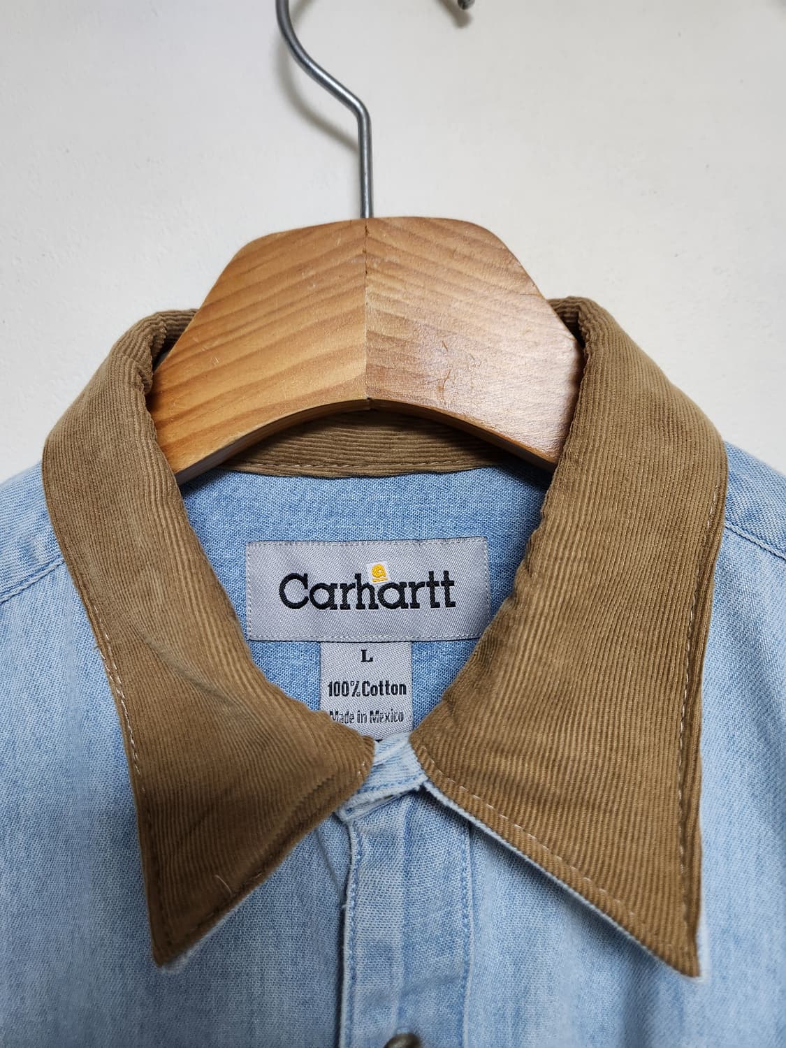 칼하트Carhartt 카라 배색 데님 셔츠 L - S196 상품이미지5