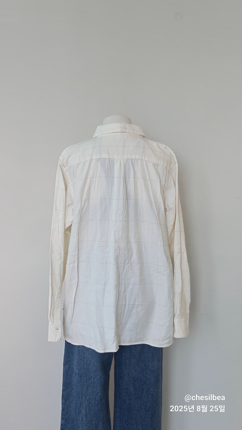 MUJI 무지 체크 아이보리 셔츠 상품이미지4