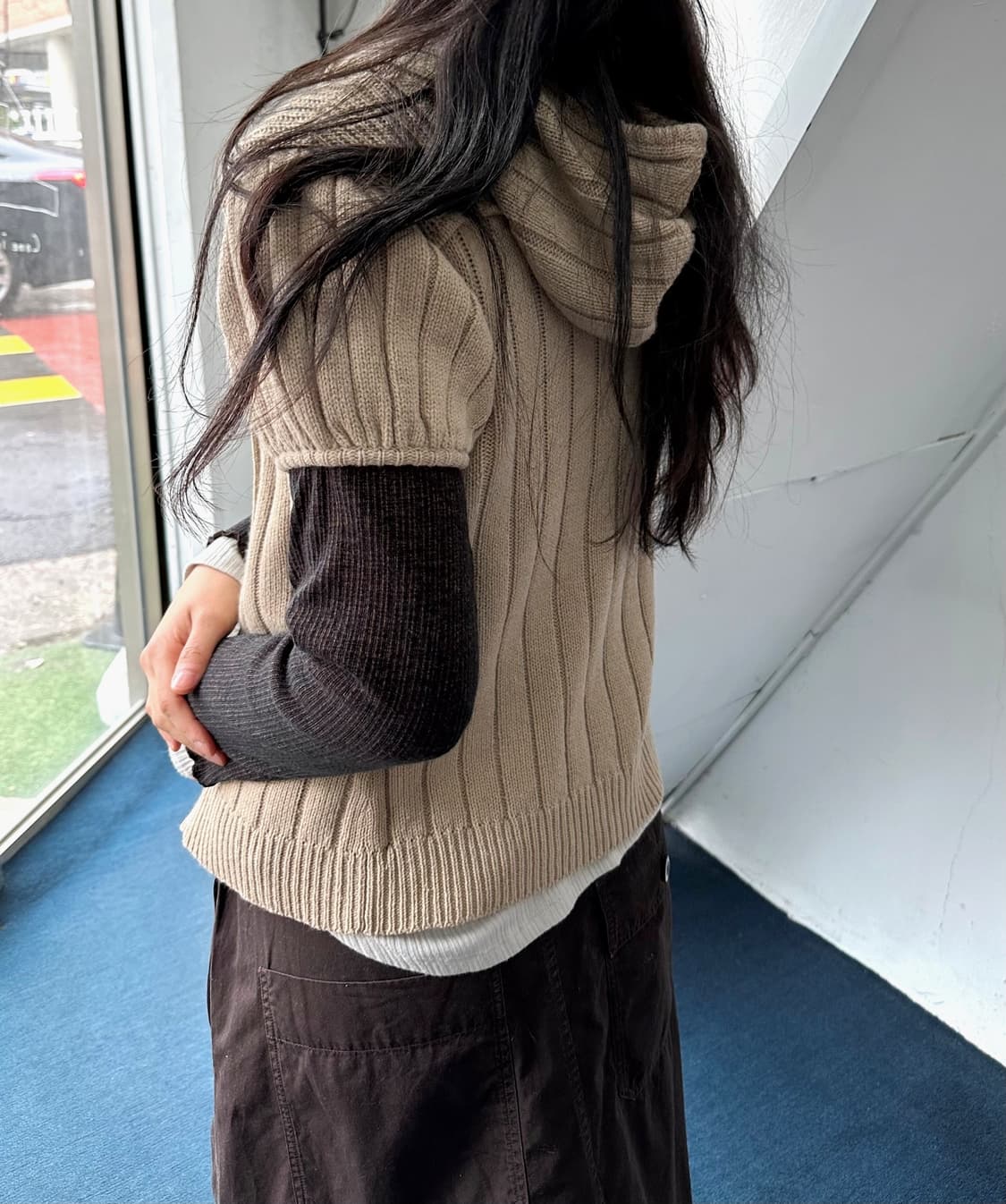 Fuff sleeve design zip hooded knit jacke 상품이미지9