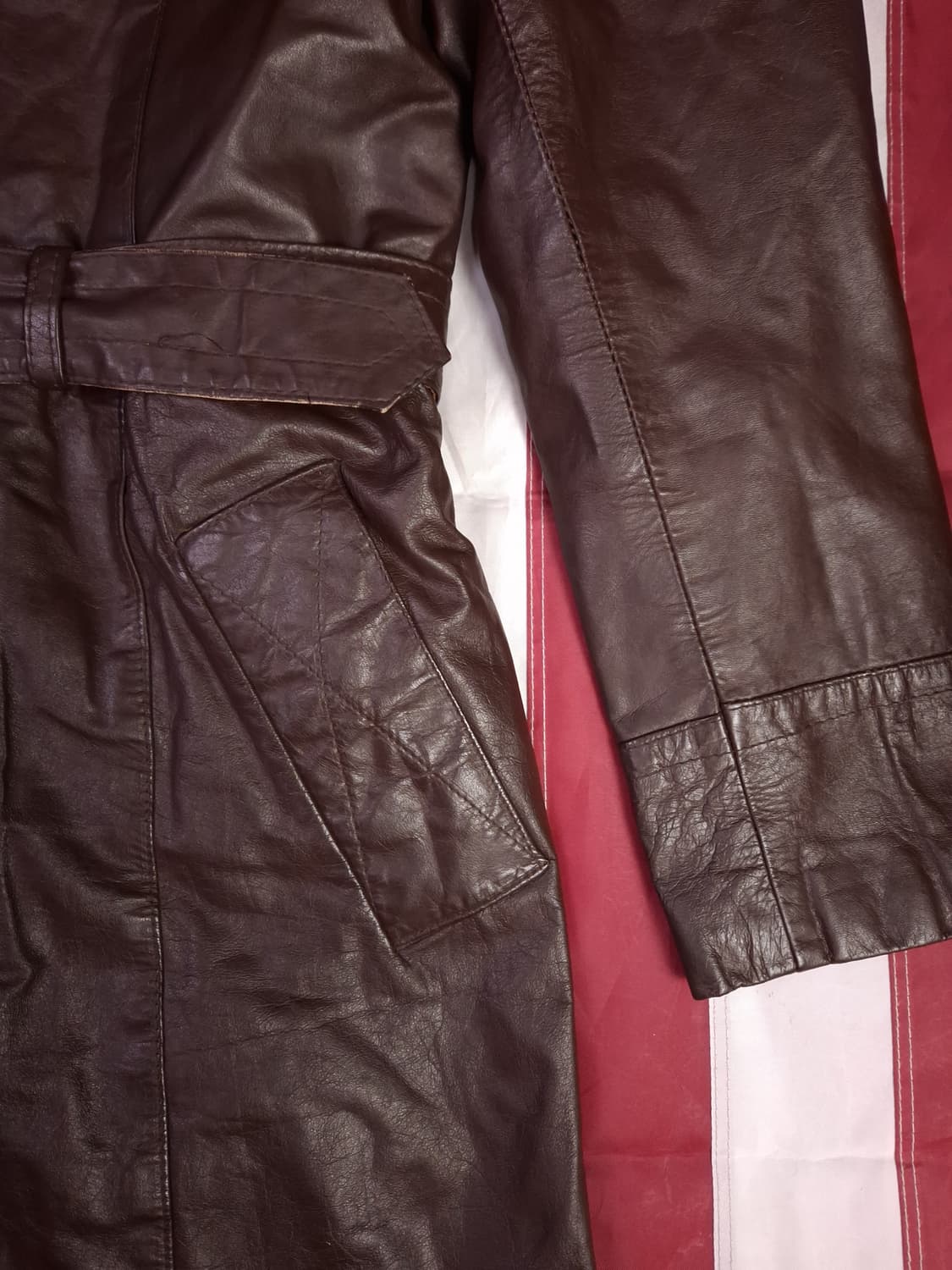 70's 오리지날 캐나다제조 리얼레더 트렌치코트 상품이미지9