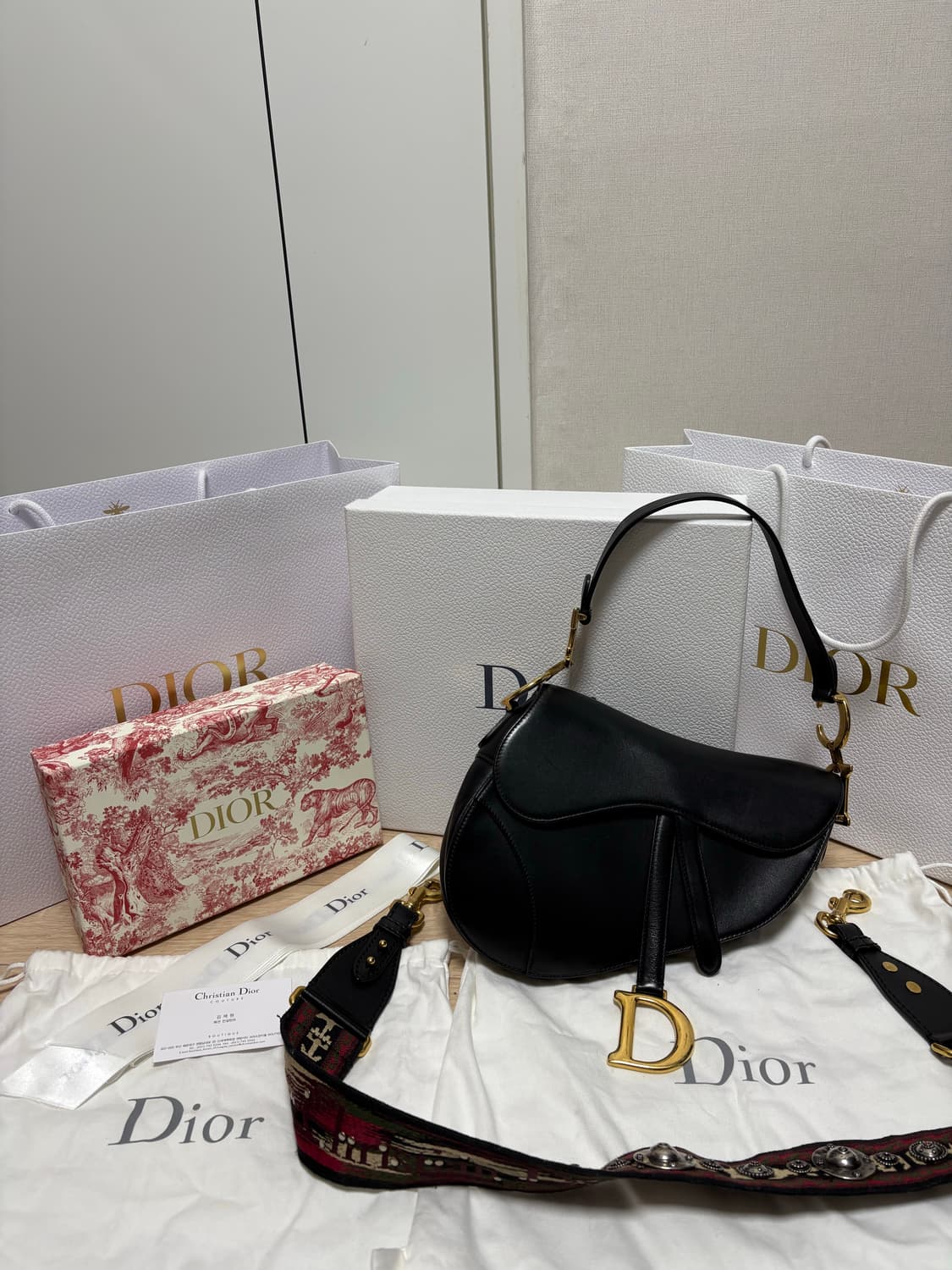 (새상품급, 스트랩포함) 디올 새둘백 미디움, 스트랩 상품이미지1