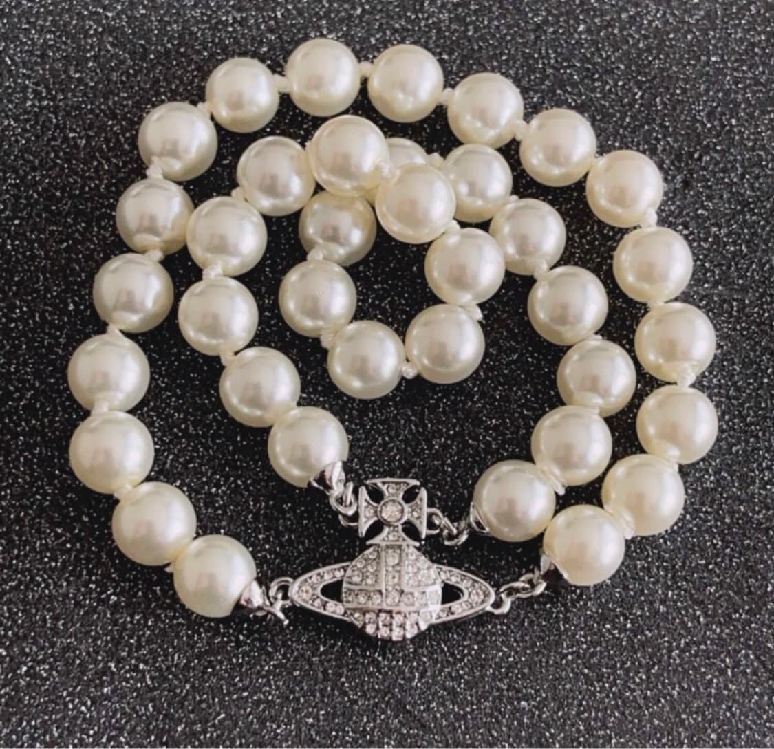 비비안웨스트우드 아카이브 진주펄 크리스탈 orb 2단 레이어 팔찌 상품이미지6