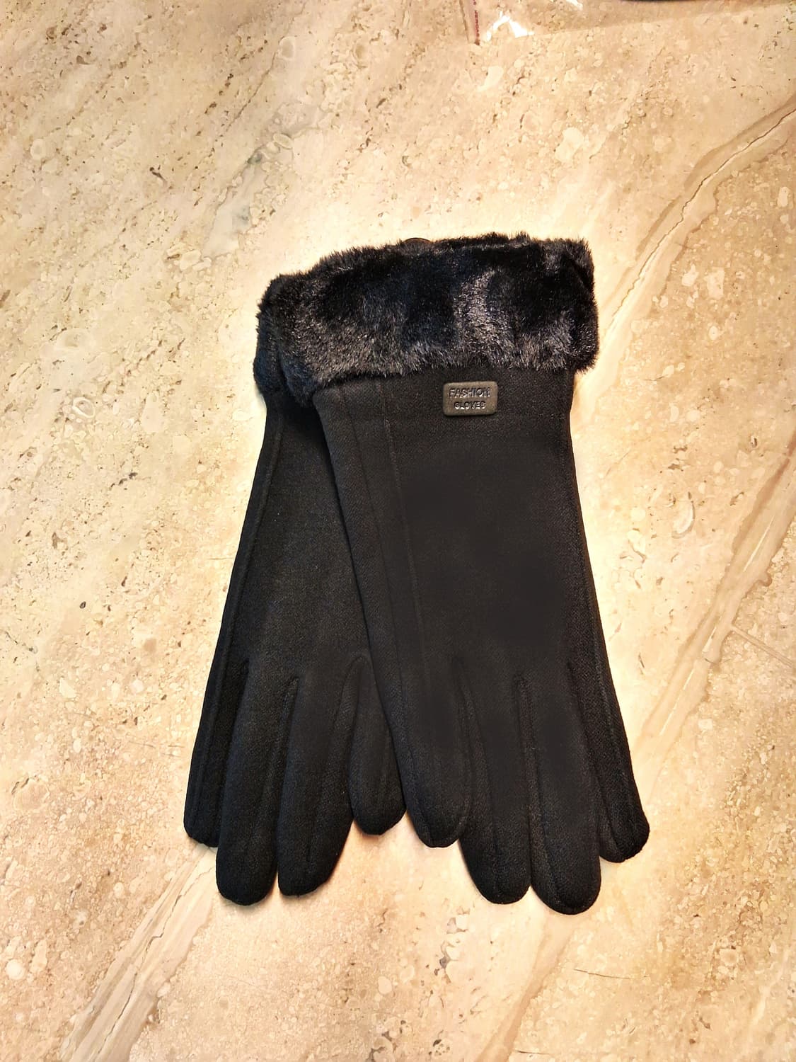 방한 두툼 보아퍼 안감 여성용 장갑 블랙 (새상품) 상품이미지4
