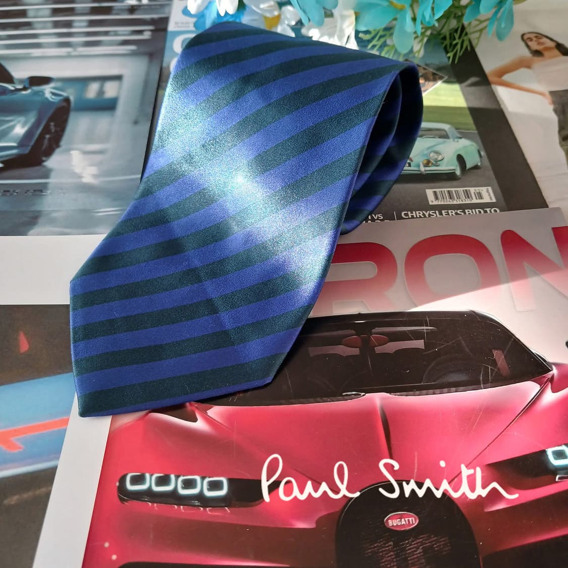 폴 스미스 실크 블루 스트라이프 넥타이 9.6cm A+등급 A19236
 상품이미지3