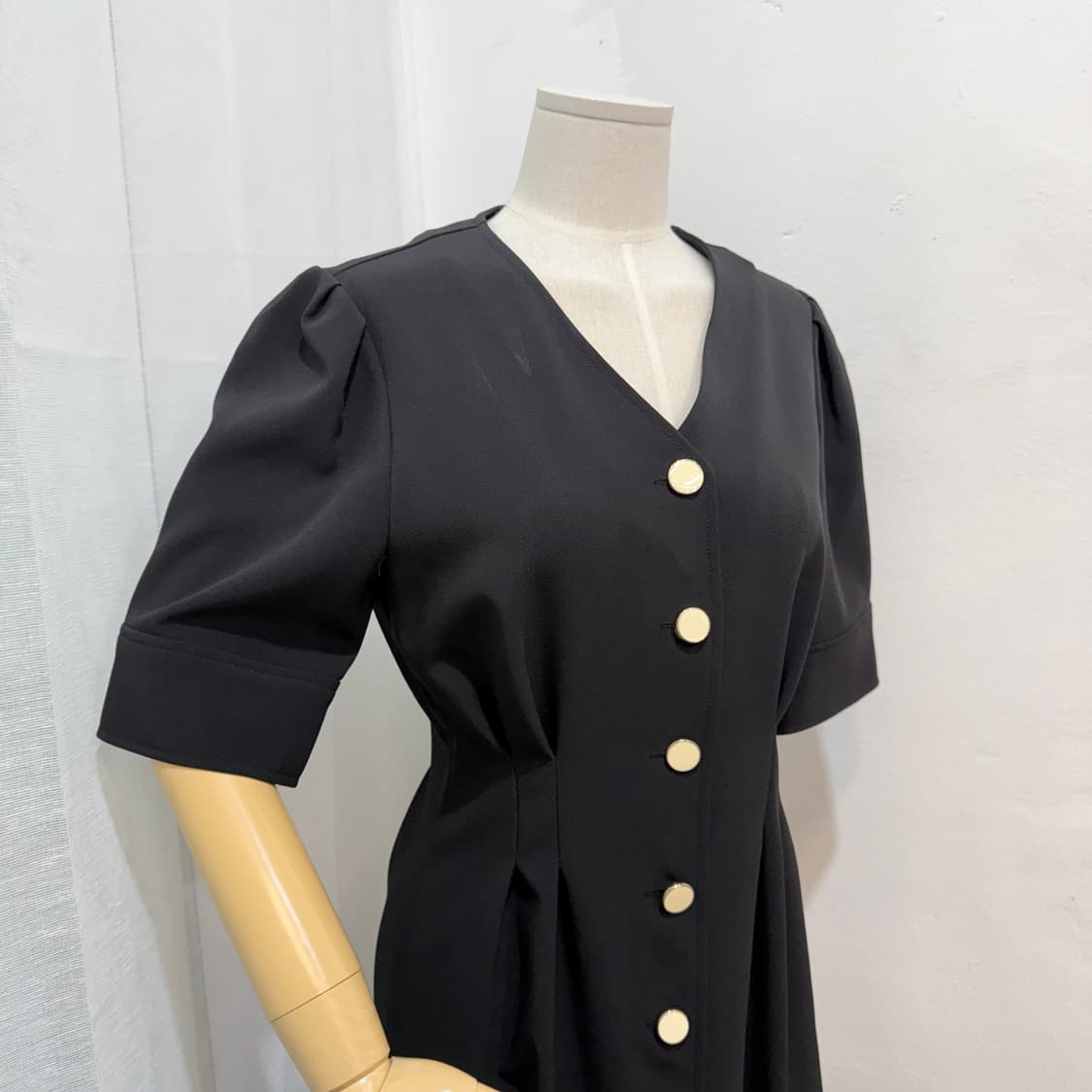 룩캐스트 반팔 블랙미디원피스 블랙원피스 하객원피스 블랙드레스 3545 상품이미지2