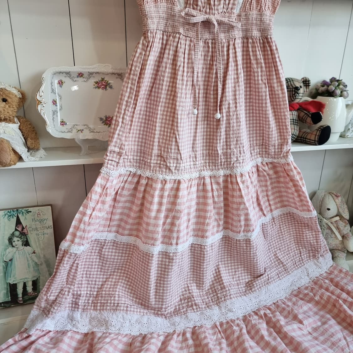 리즈리사 딸기우유 깅엄체크롱원피스 상품이미지4
