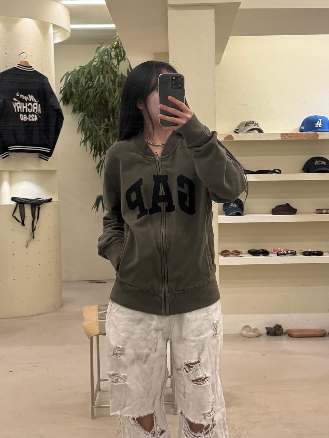 갭 카키 빅로고 코튼 집업 U358 상품이미지1