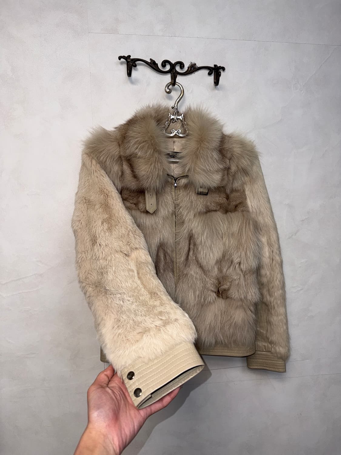 Morgan ivory lamb skin/fox&rabbit fur jk 상품이미지2