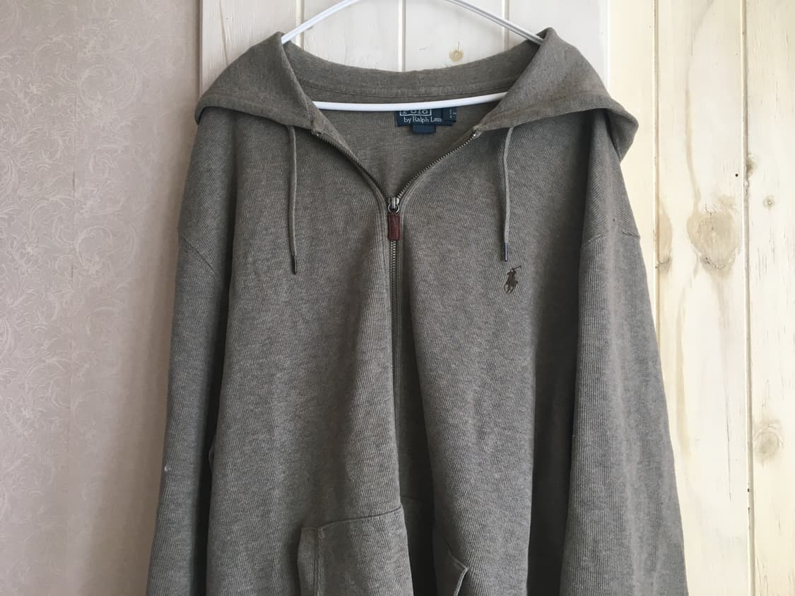 폴로 빈티지 니트 후드집업 카키브라운 상품이미지1
