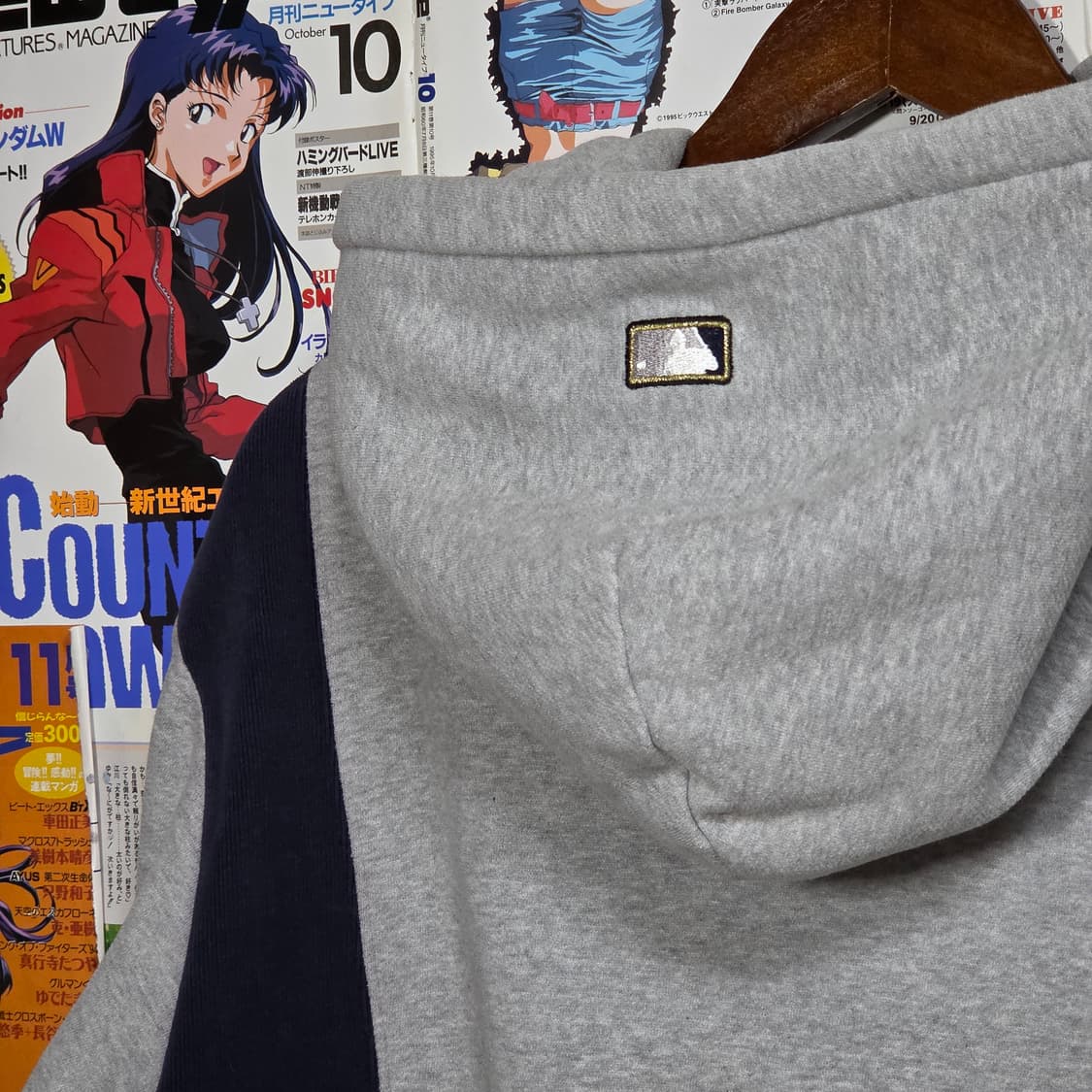 엠엘비 00S 다저스 네이비 골지 배색 후드티 상품이미지7