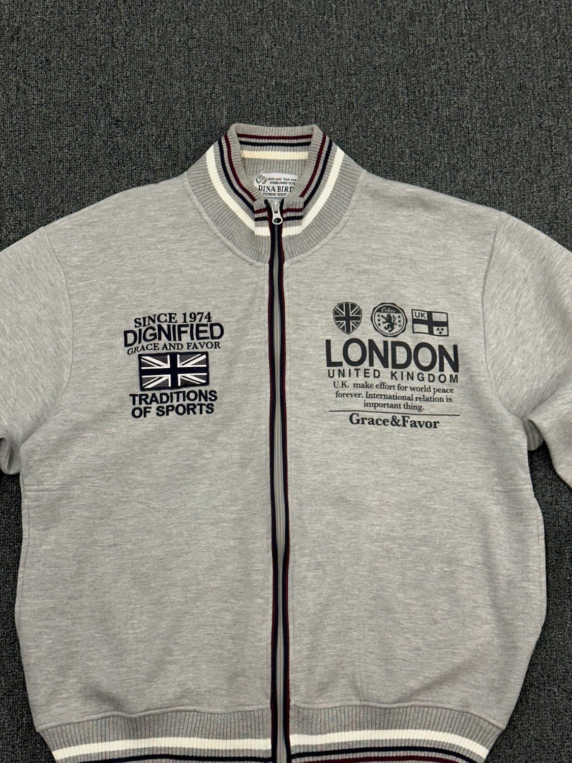 LL)DINA BIRD 빈티지 패치 그레이 트랙탑 져지 상품이미지3