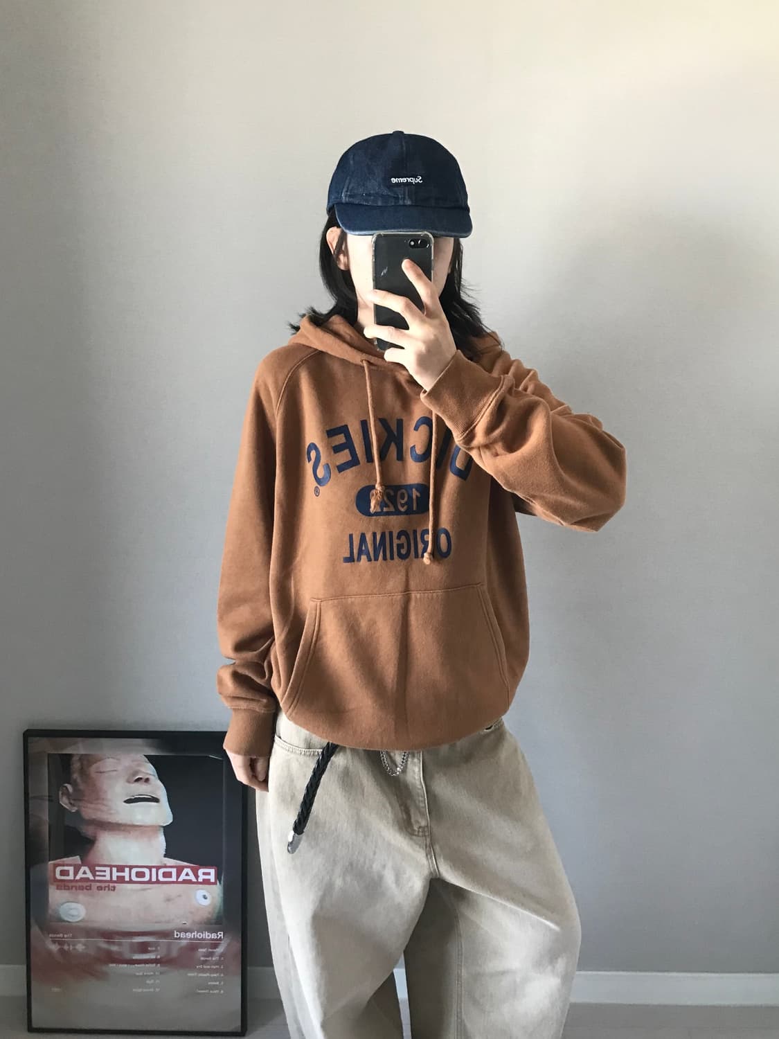 디키즈 중앙 프린팅 브라운 후드티 상품이미지1