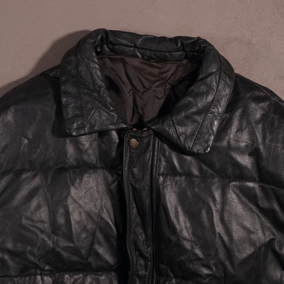 90s 일본빈티지 소가죽 레더 패딩 상품이미지2