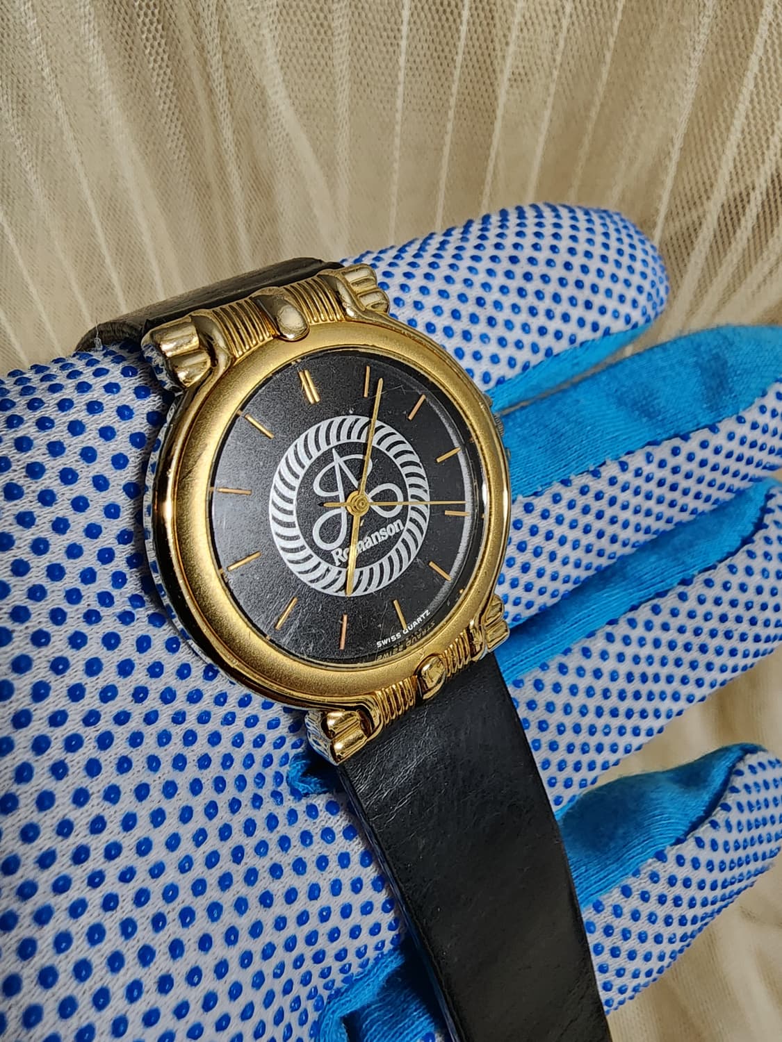 빈티지 로만손 골드 블랙 가죽 시계 상품이미지7