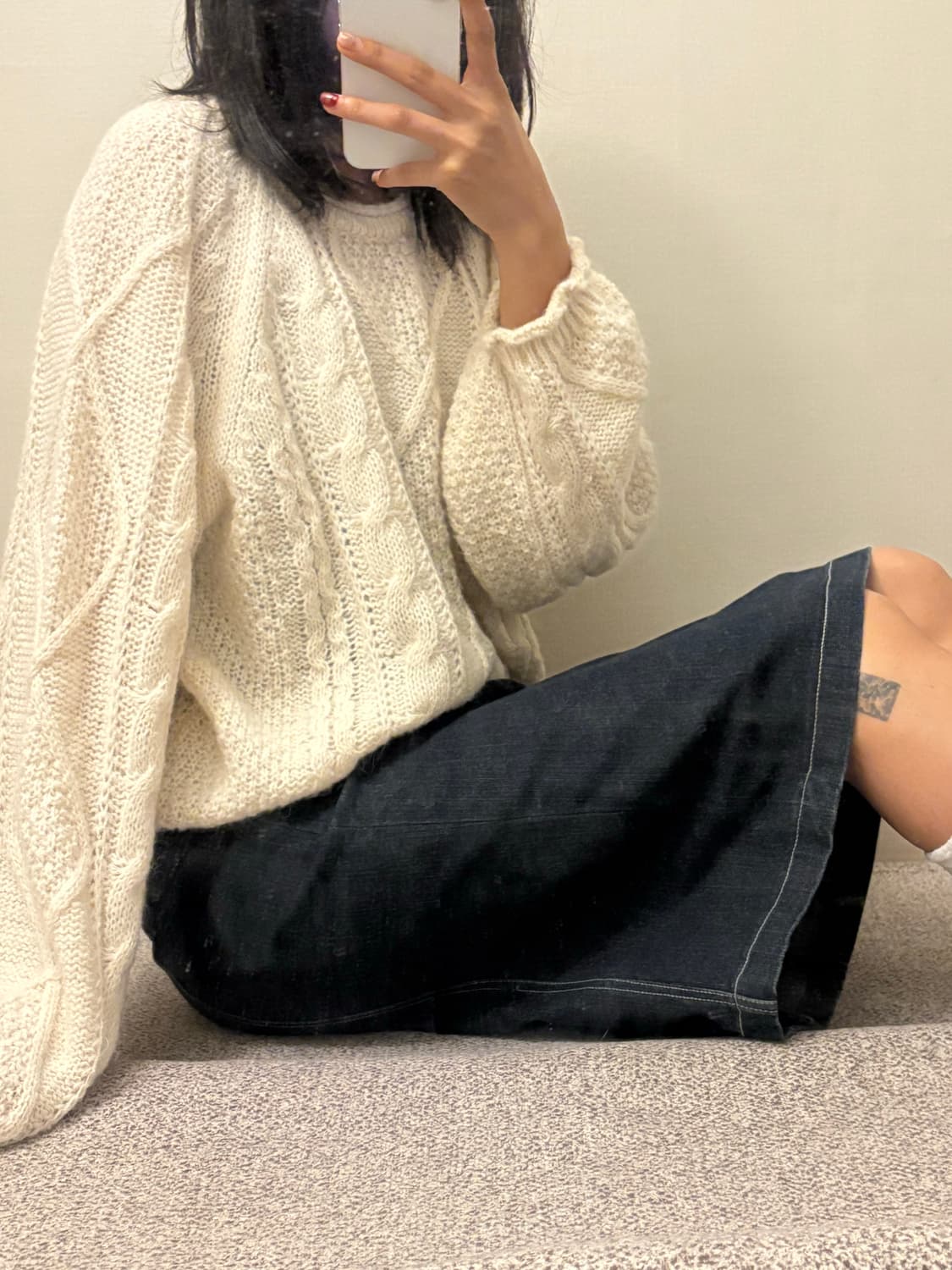 데님 미디 스커트 상품이미지2