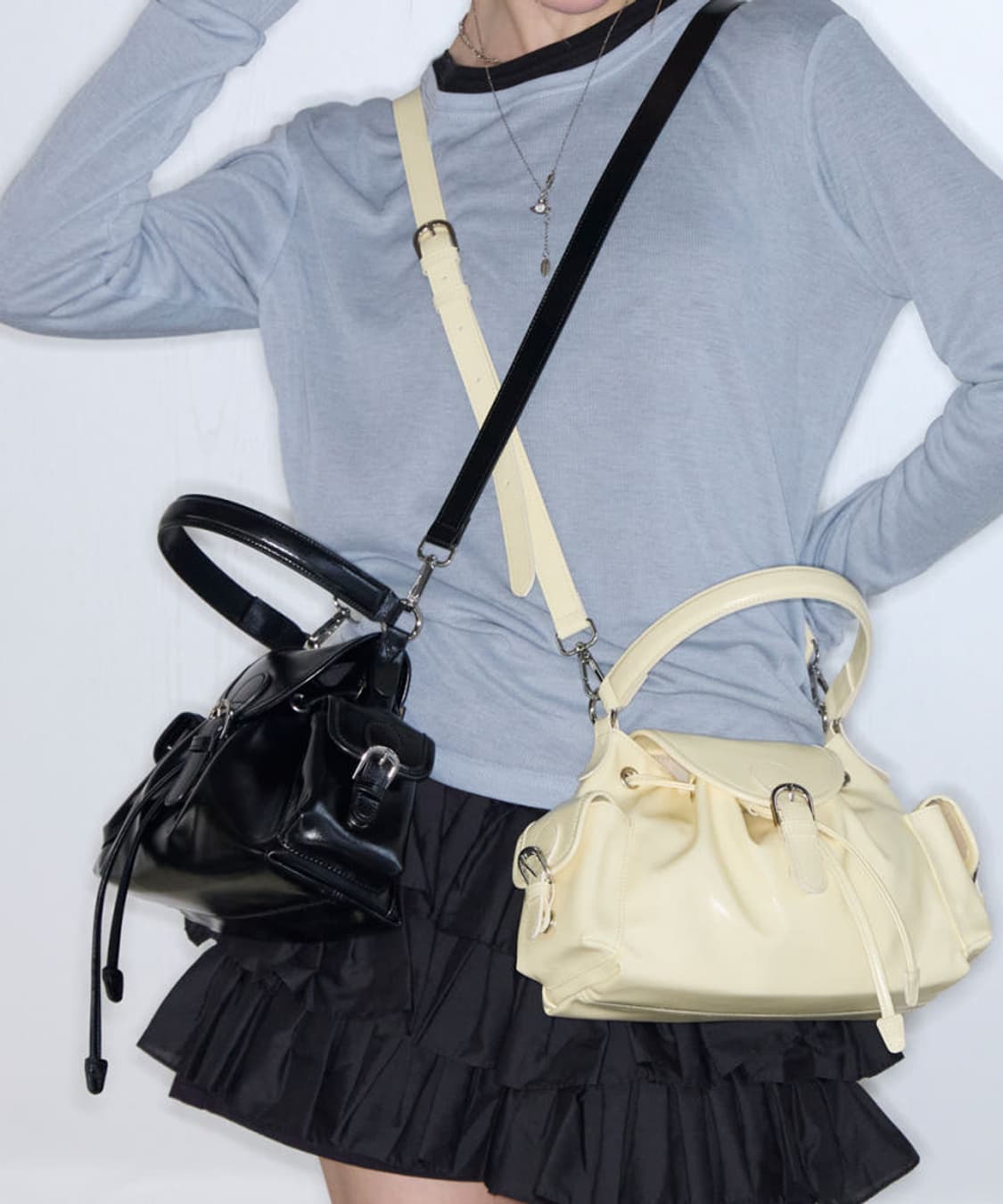 파온스 멜로우 와이드 버킷백 레몬 새상품 상품이미지3