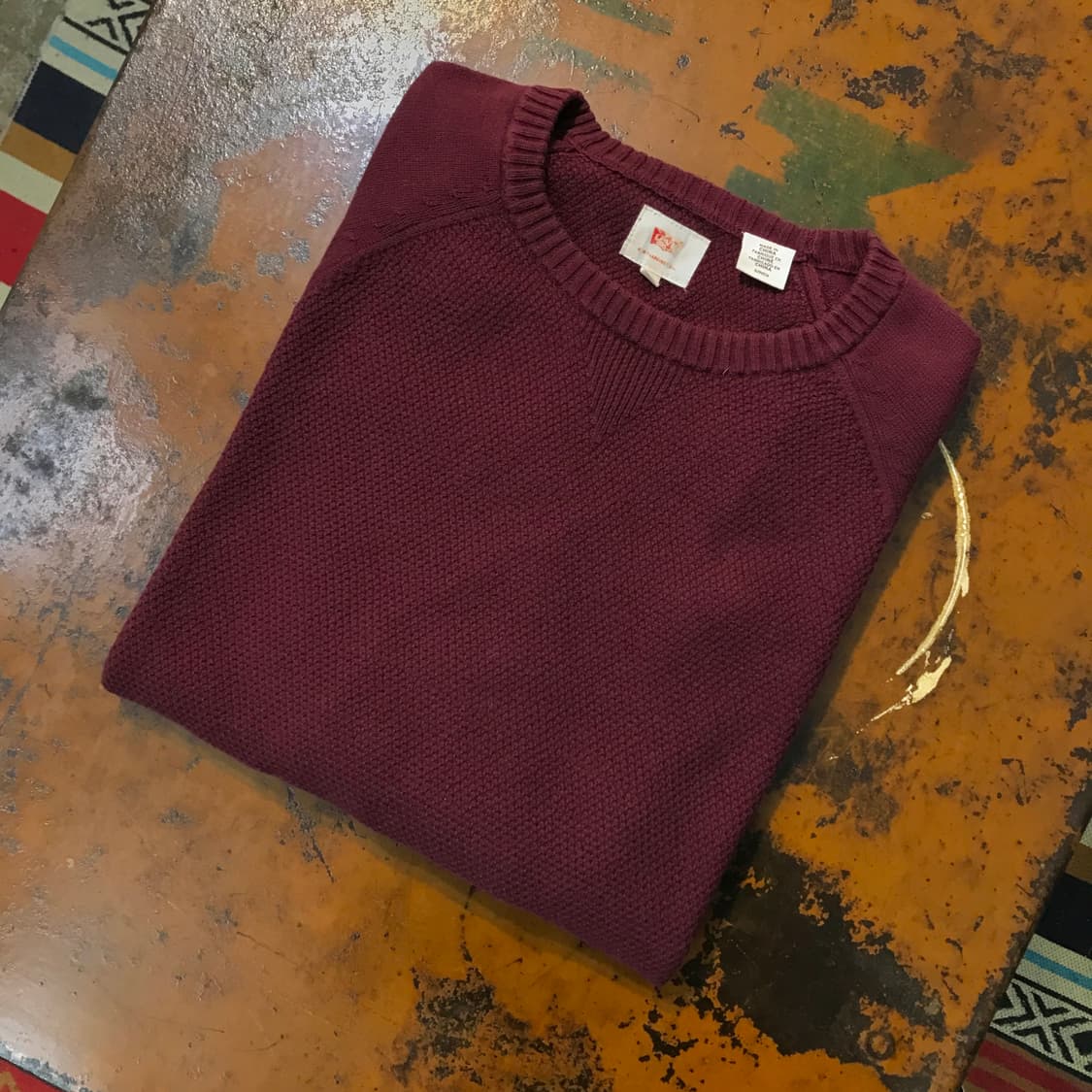 리바이스 버건디 코튼 나그랑 와플 니트 남성 102 여성 프리사이즈  상품이미지1