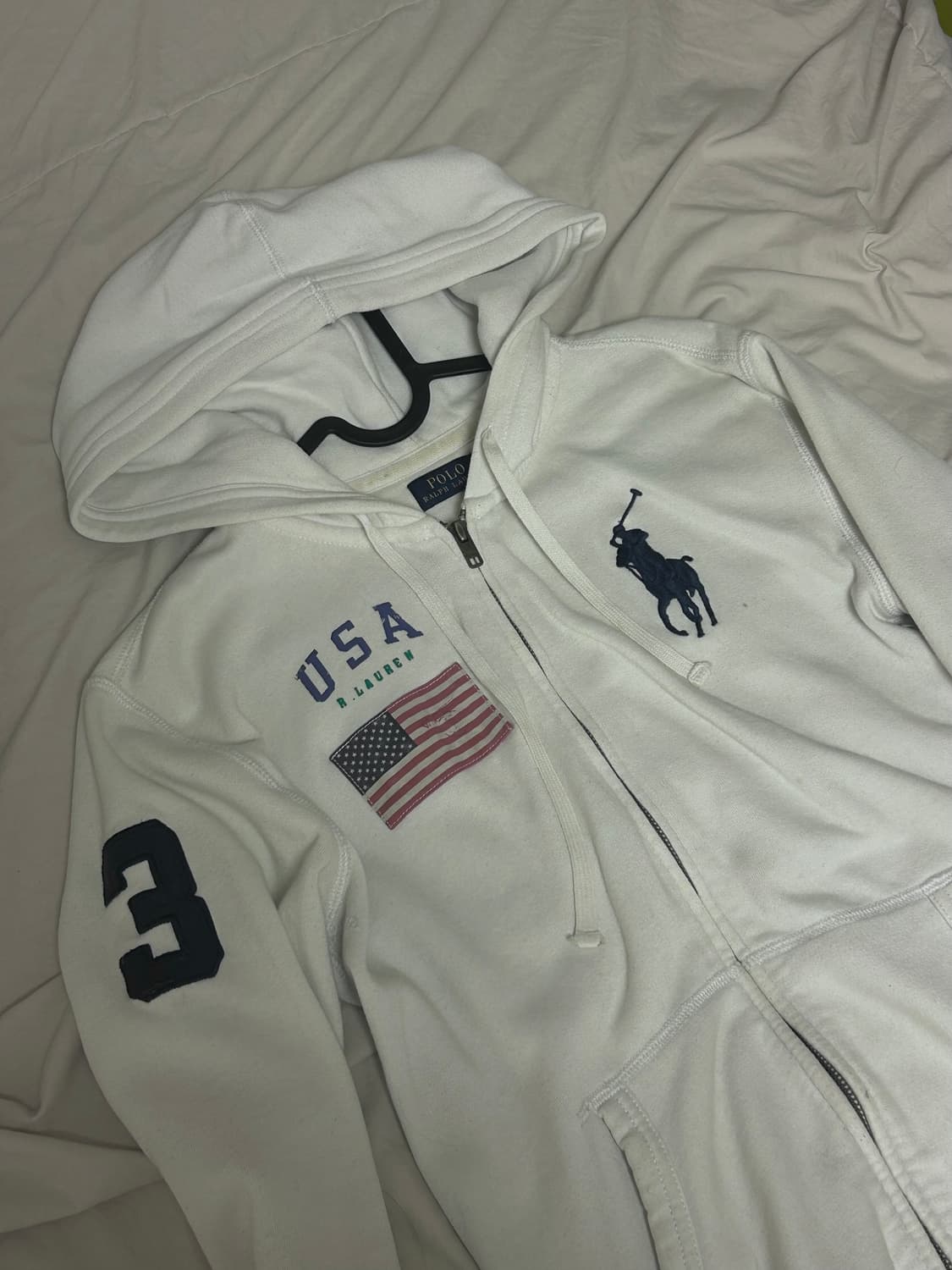 폴로 랄프 로렌 빅포니 성조기 USA 후드집업 화이트 상품이미지2