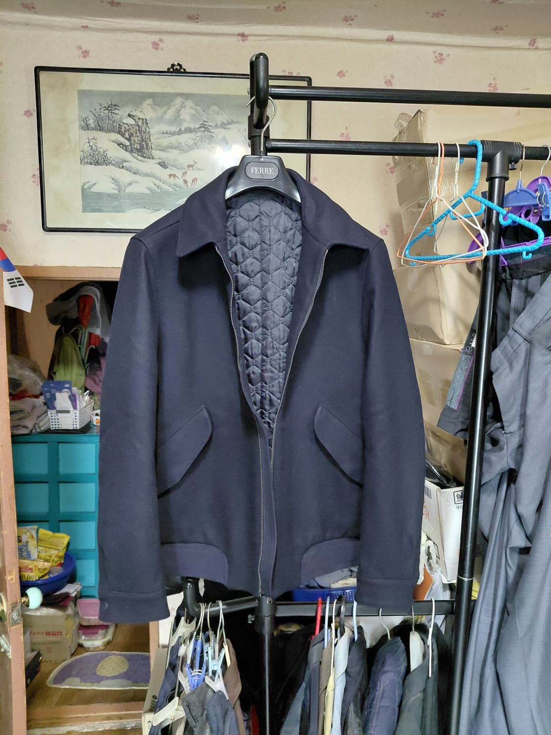 [코모도스퀘어]누빔 안감 울 블루종 100~105사이즈 상품이미지3