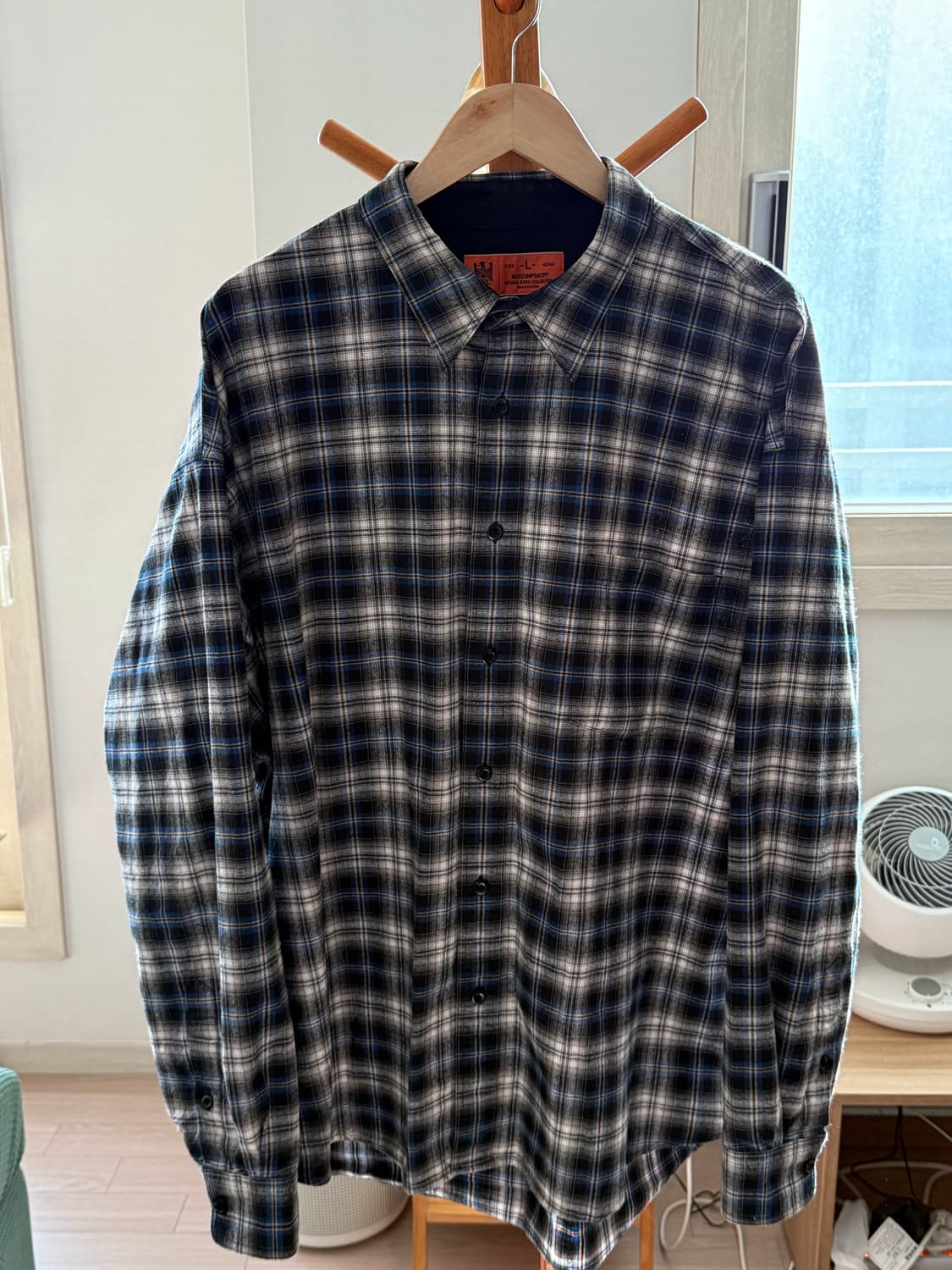 듀테로 빈티지 체크 셔츠 버전2 블랙 블루 L 상품이미지1