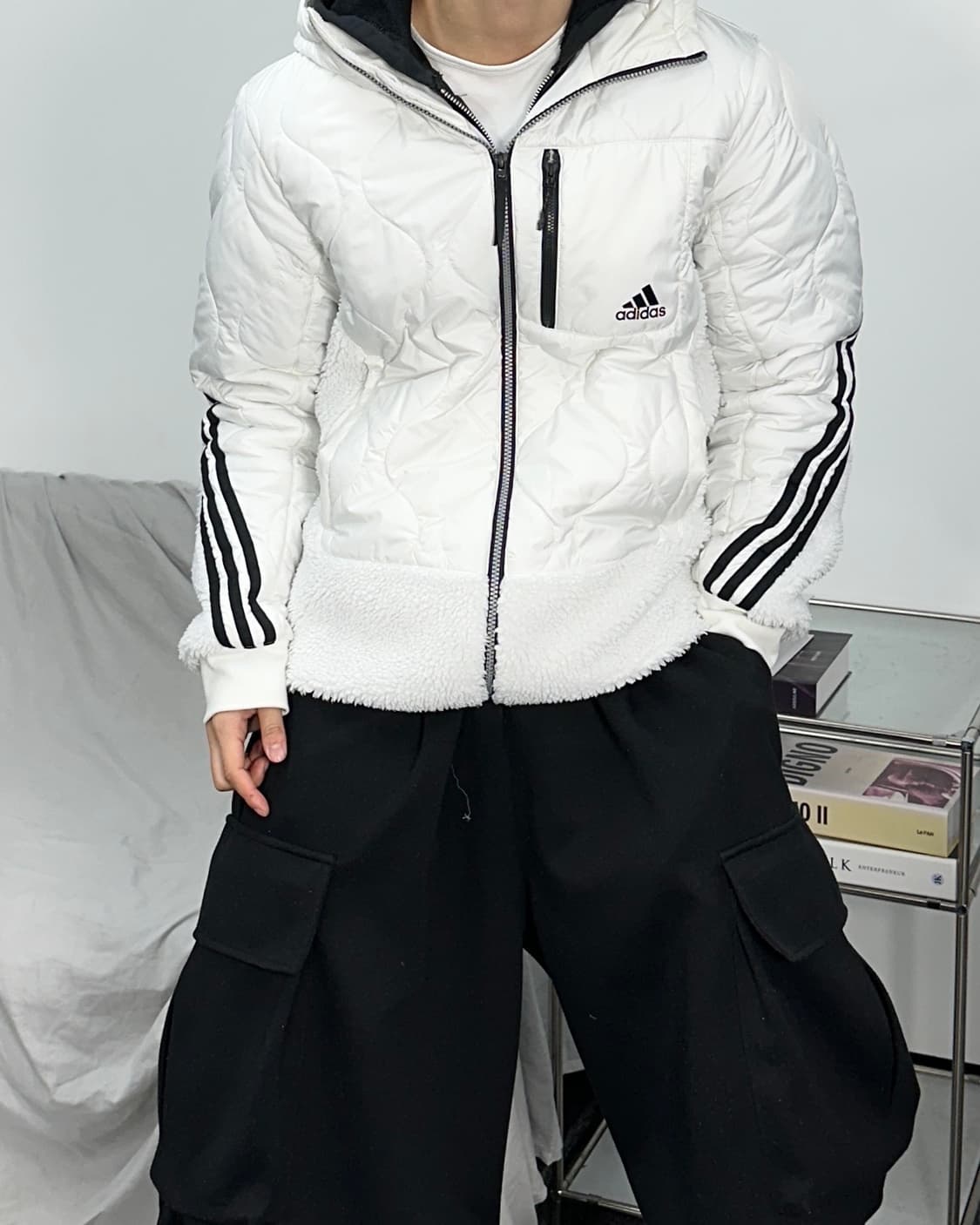 아디다스 하이브리드 쉐르파 퀄팅 트랙 자켓 M 상품이미지2