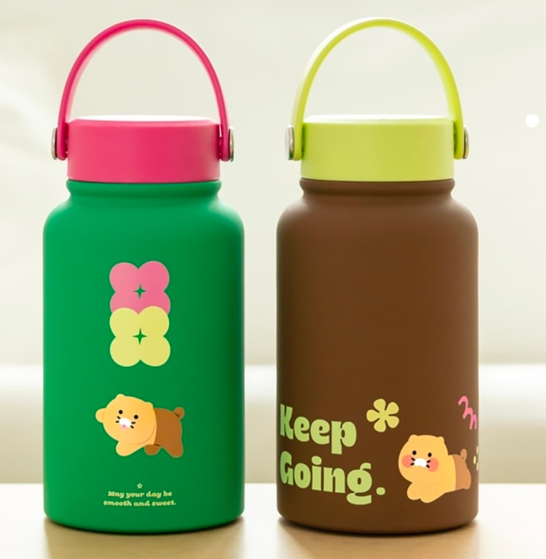 [미개봉 새상품] 카카오프렌즈 춘식이 투톤 핸들 스테인레스 텀블러 그린  상품이미지1