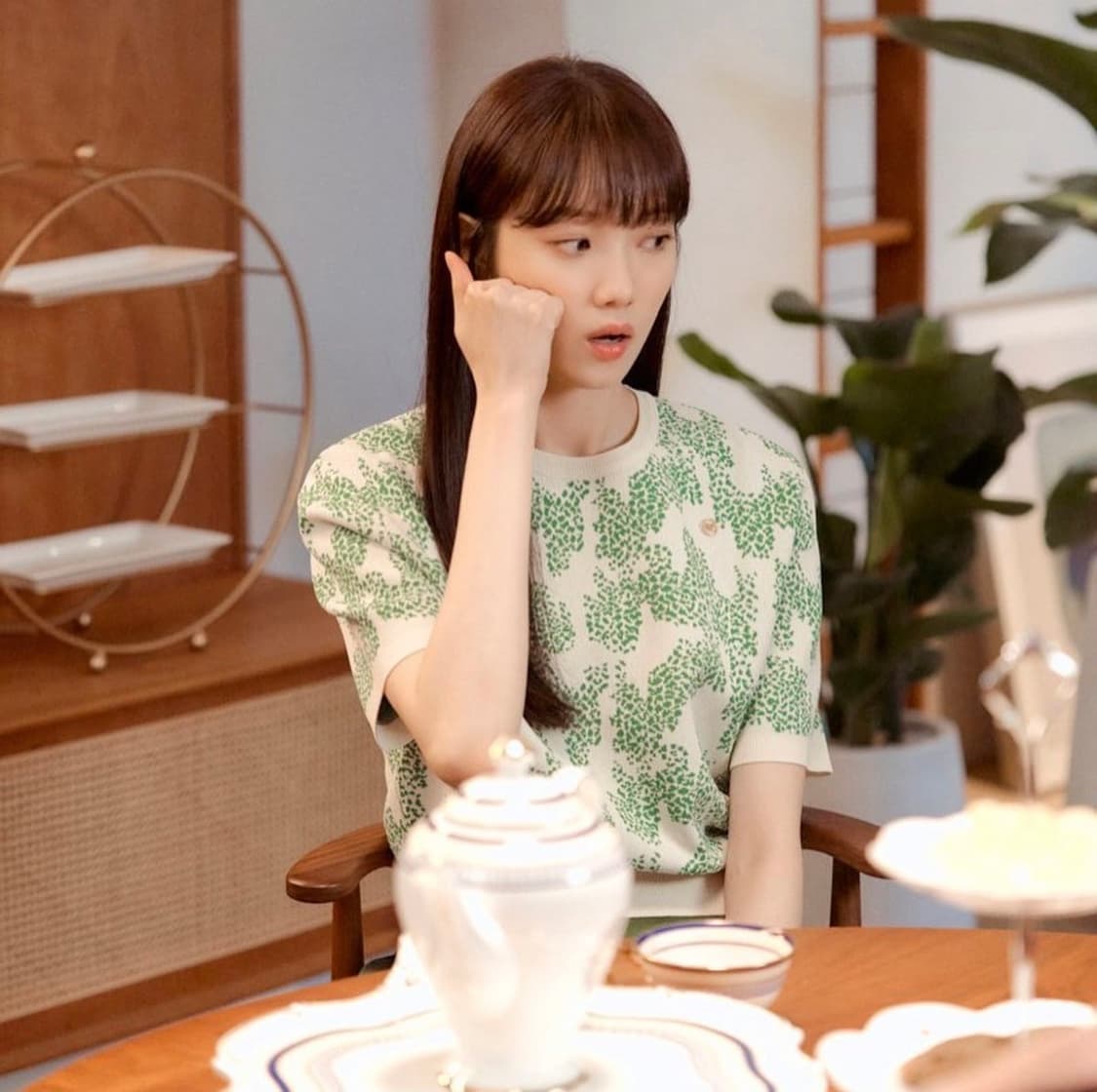 택O) [s] 렉토 선라이즈 자카드 가디건&니트 그린 상품이미지4