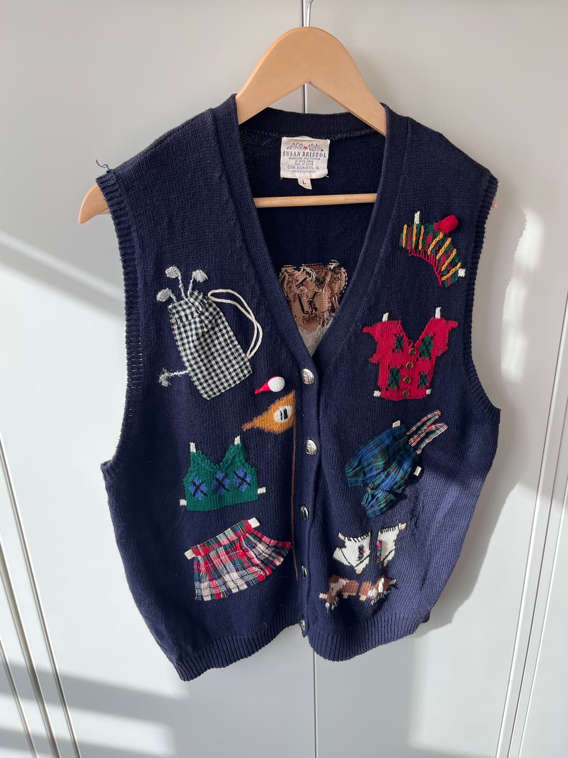 (Rare) Susan bristol 핸드메이드 자수 패치 니트 조끼 상품이미지5