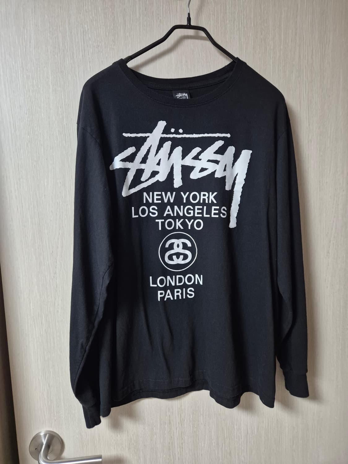 정품 (22년) 스투시 월드투어 롱슬리브 티셔츠 블랙 S 상품이미지1