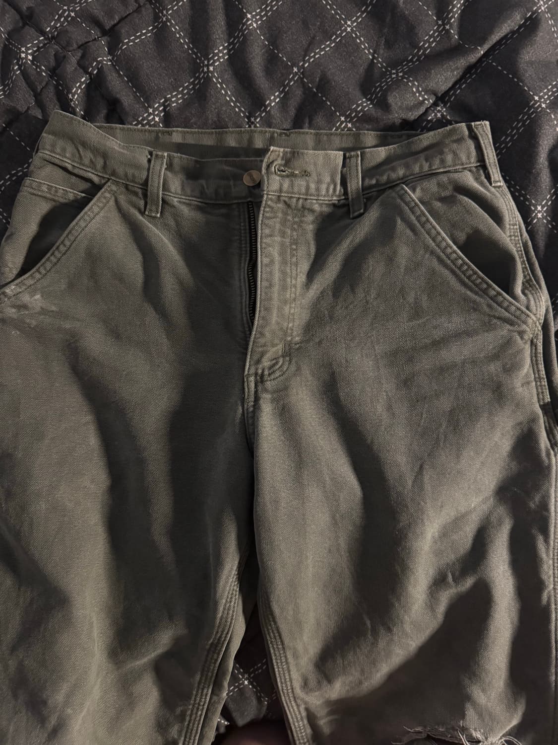 칼하트 USA 체크 라이닝 모스그린 카펜터 워크팬츠 32 상품이미지3