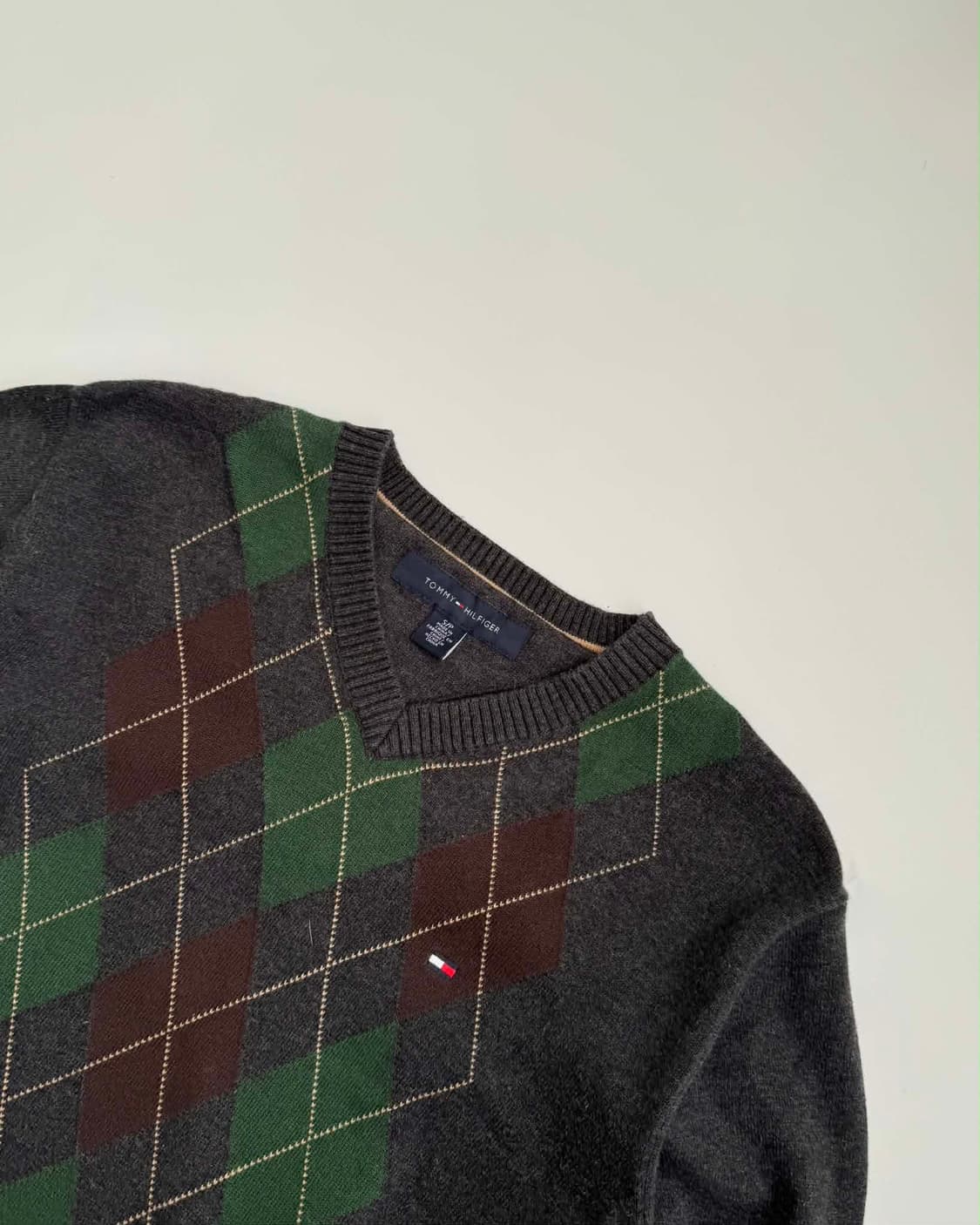 [S] 타미힐피거 아가일 브이넥 코튼 니트 스웨터 상품이미지3