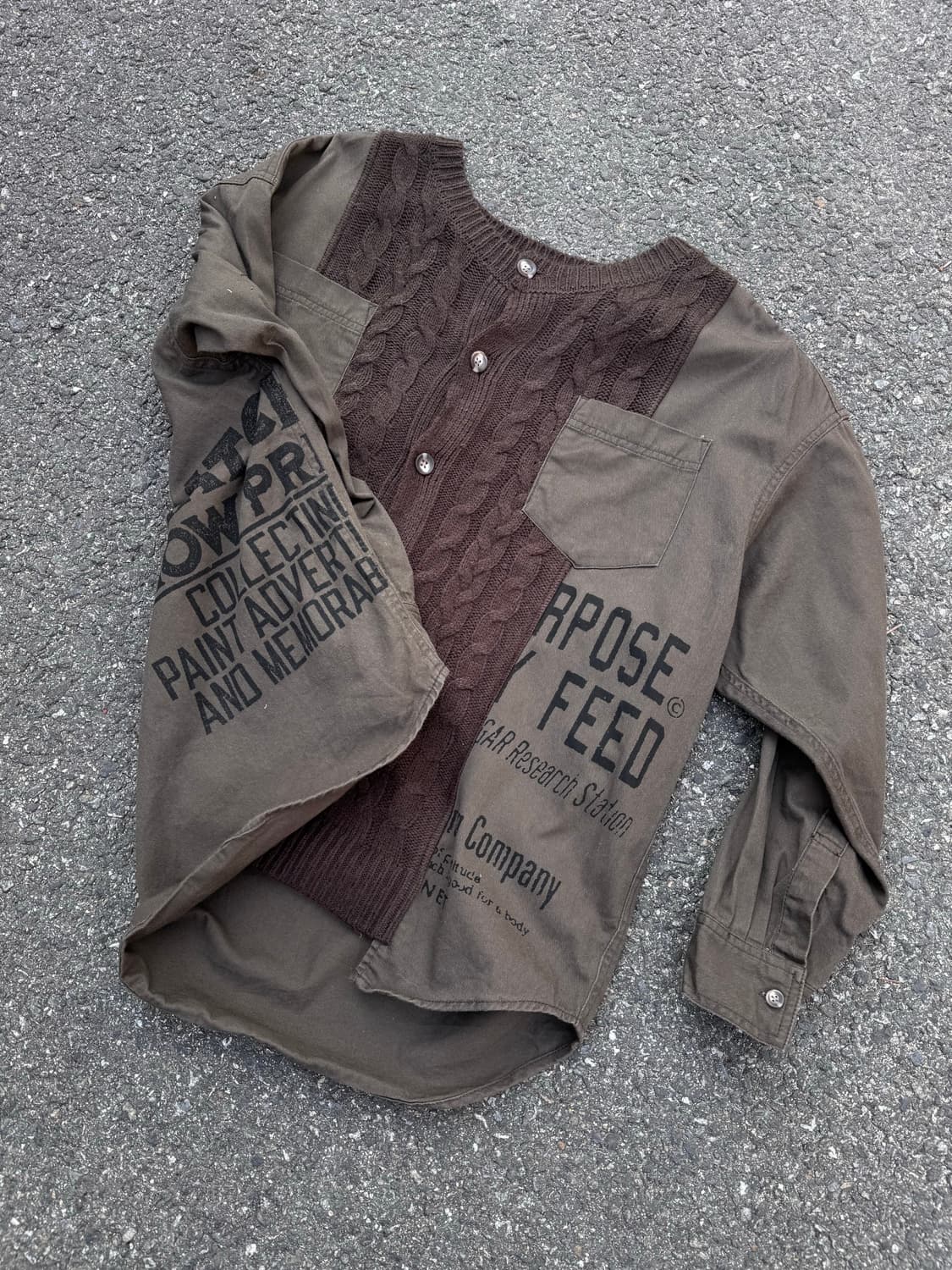 큐브슈가 니트 믹스 레터링 셔츠  상품이미지1