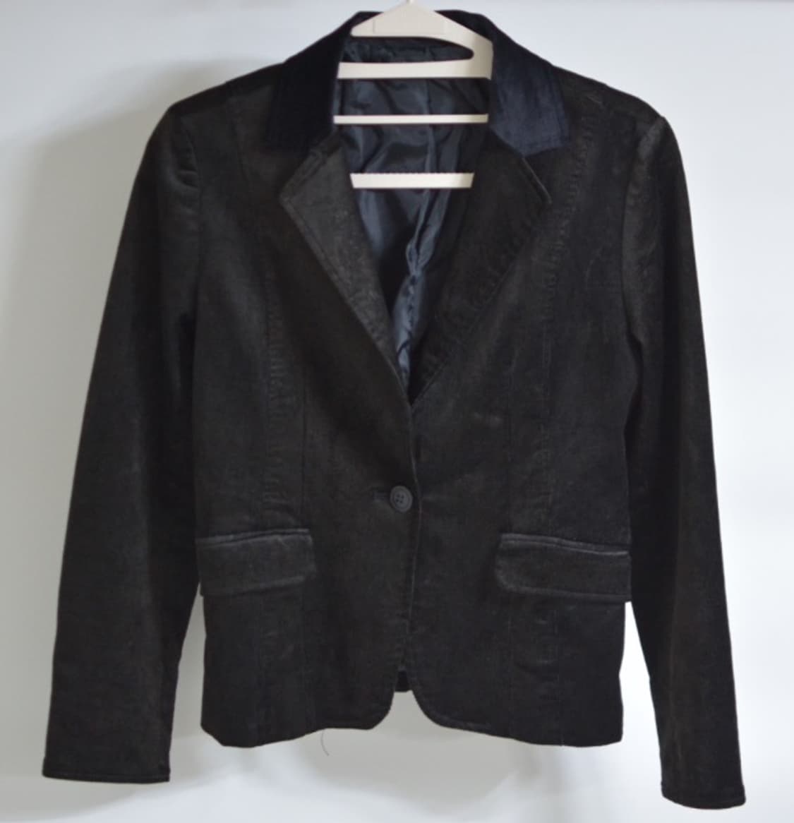 블랙 벨벳 텍스처 크롭 테일러드 자켓  상품이미지3