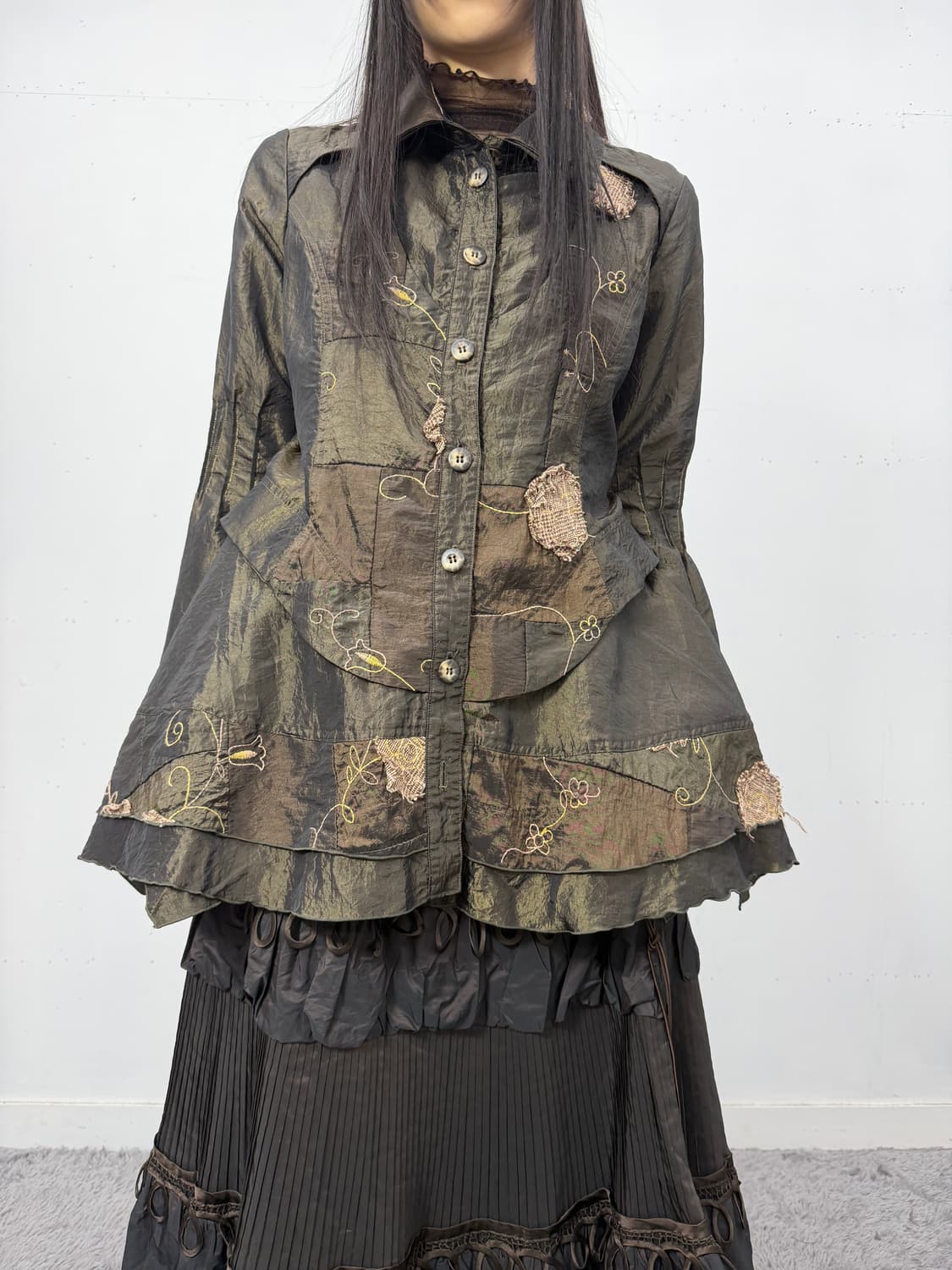 E-Clat Muted Botanical Patchwork Jacket 상품이미지3