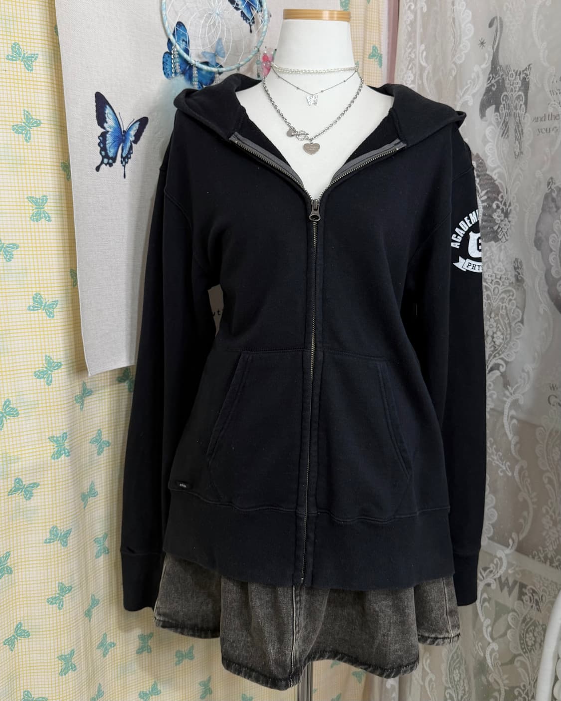 에드윈 블랙 오버핏 후드 집업 상품이미지5