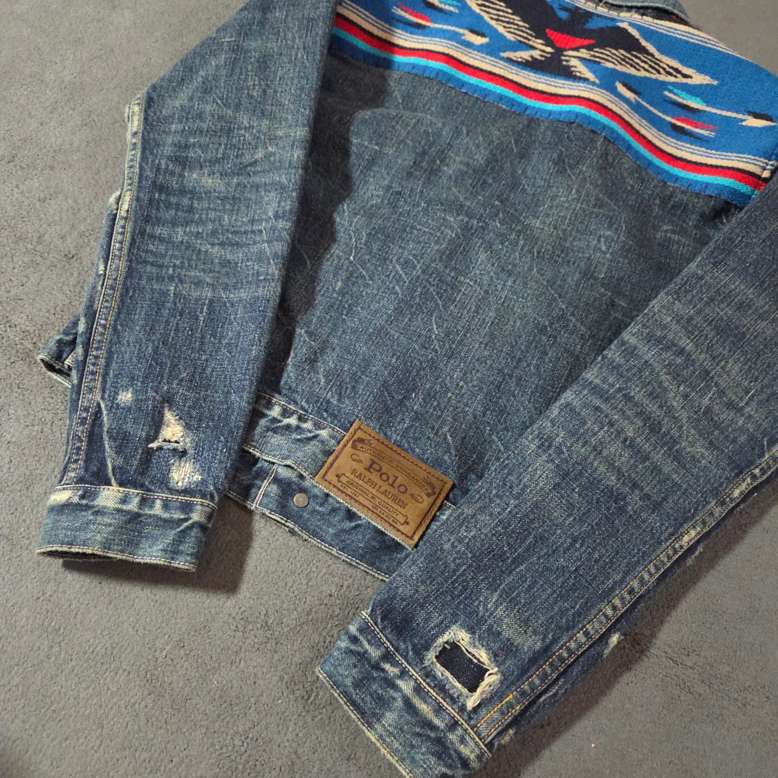 폴로 나바호 패치워크 디스트레스드 데님 자켓 xs 상품이미지4