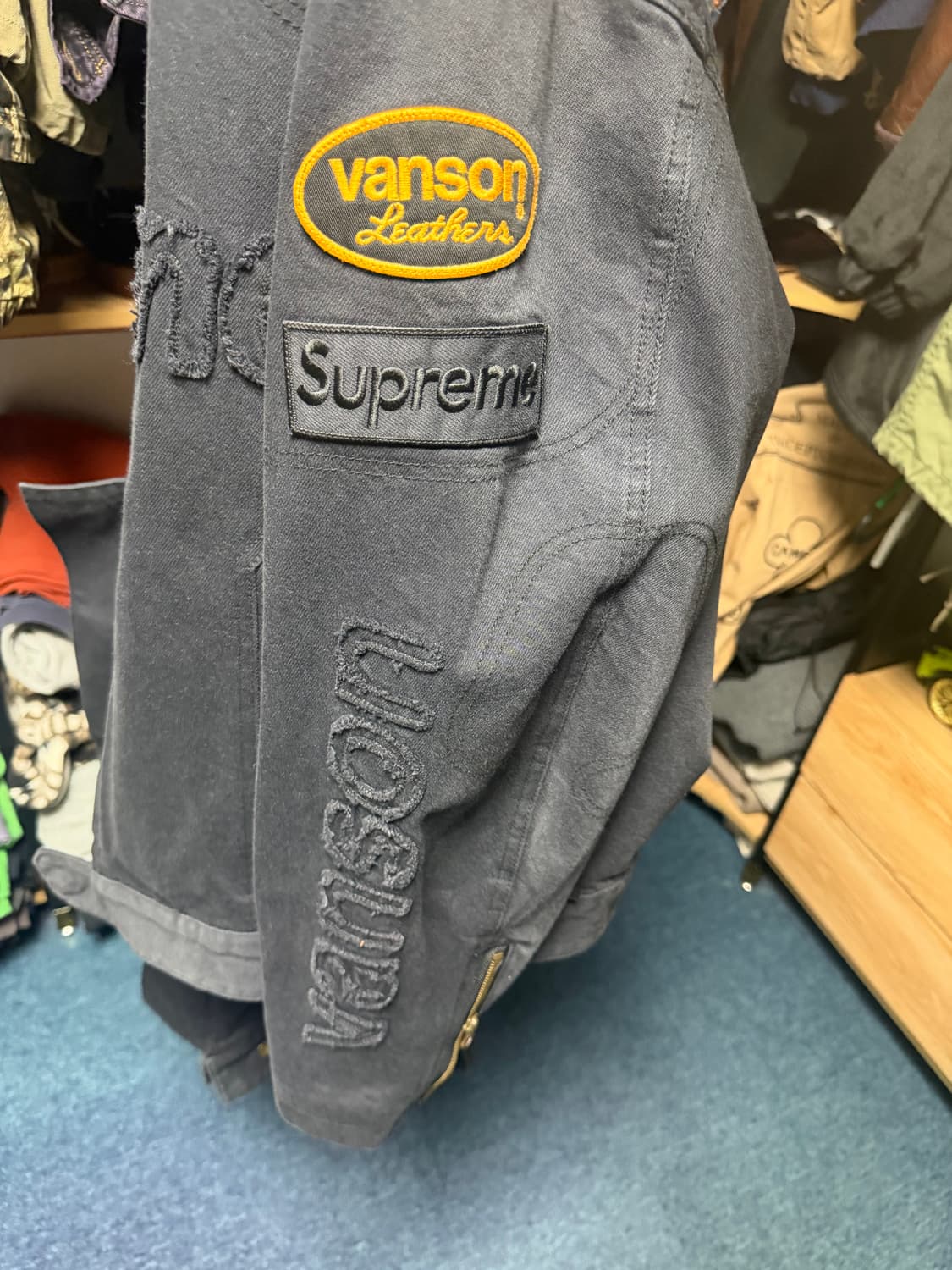 슈프림 x 밴슨 레더스 코듀라 데님 자켓 블랙 XL 상품이미지7