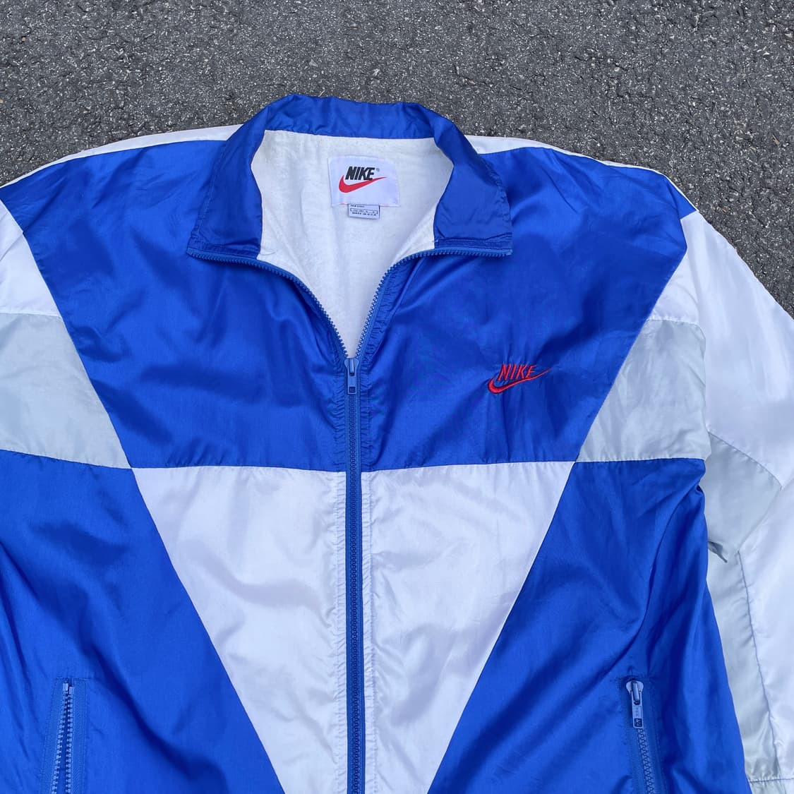 90s 나이키 포카리 화이트 블루 올드스쿨 트랙자켓 바람막이 XL 상품이미지3